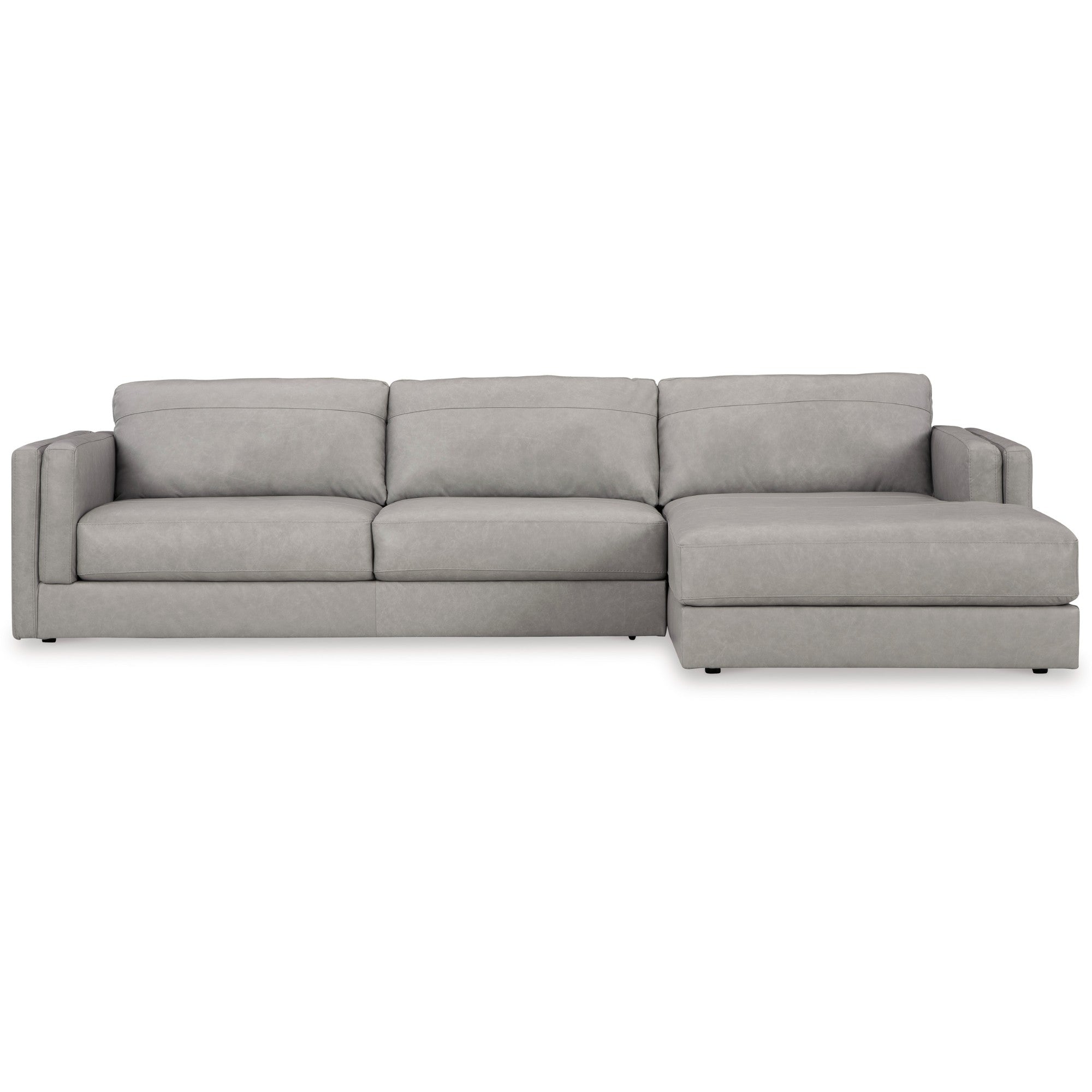 Amiata 2-Piece Leather Sectional with Chaise Light Grey