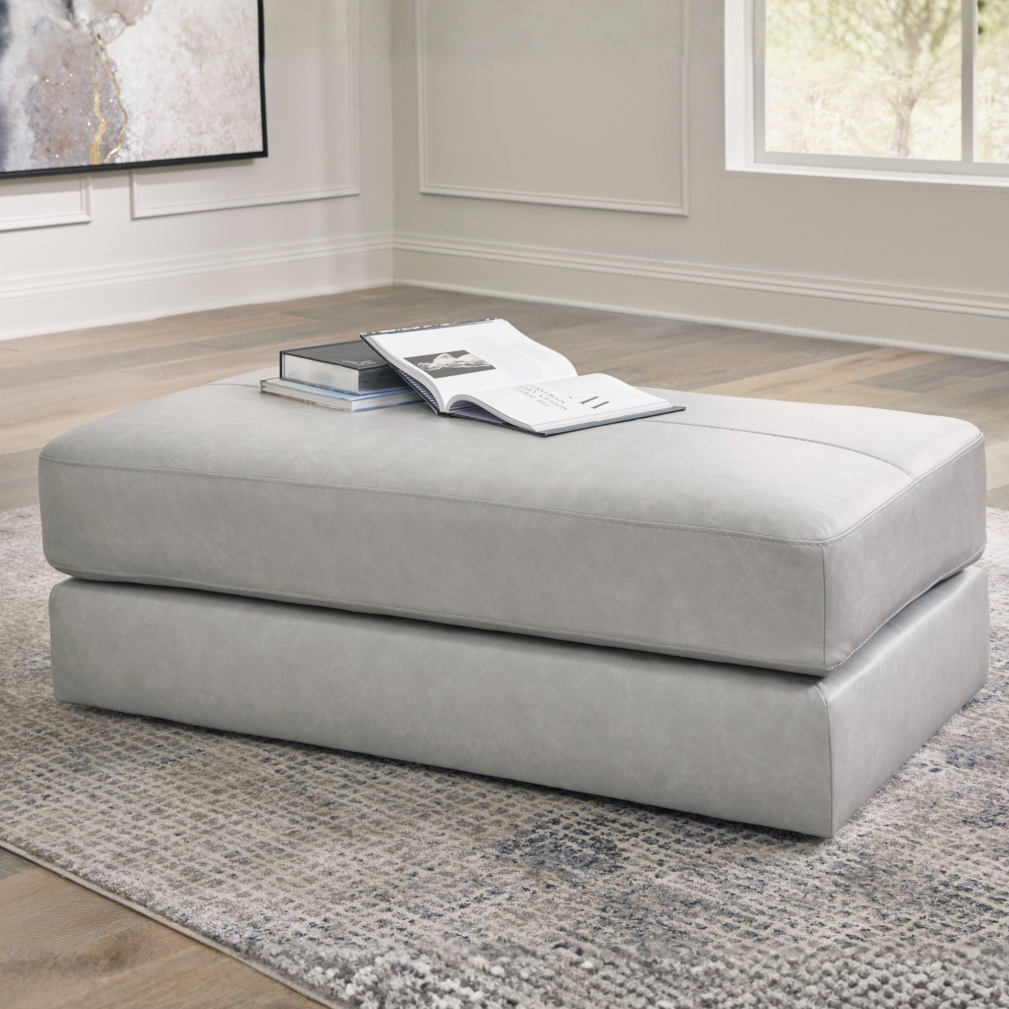 Amiata Oversized Leather Accent Ottoman