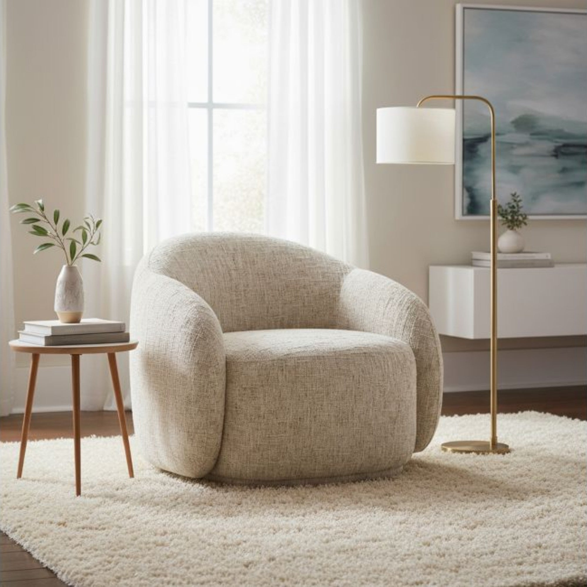 Amriel Accent Chair in Light Brown Multi-Tone