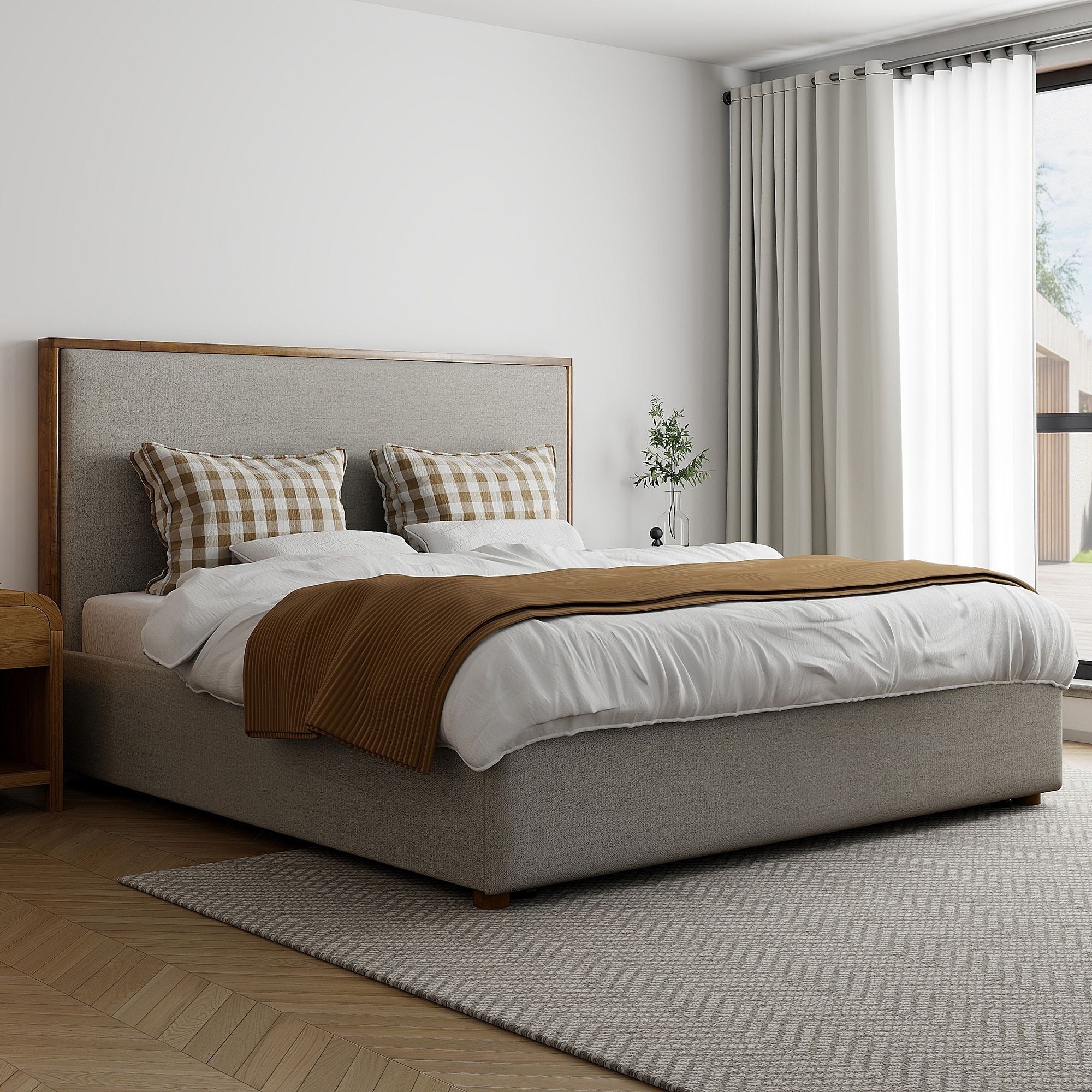 Andover Platform Bed with Drawer in Oat
