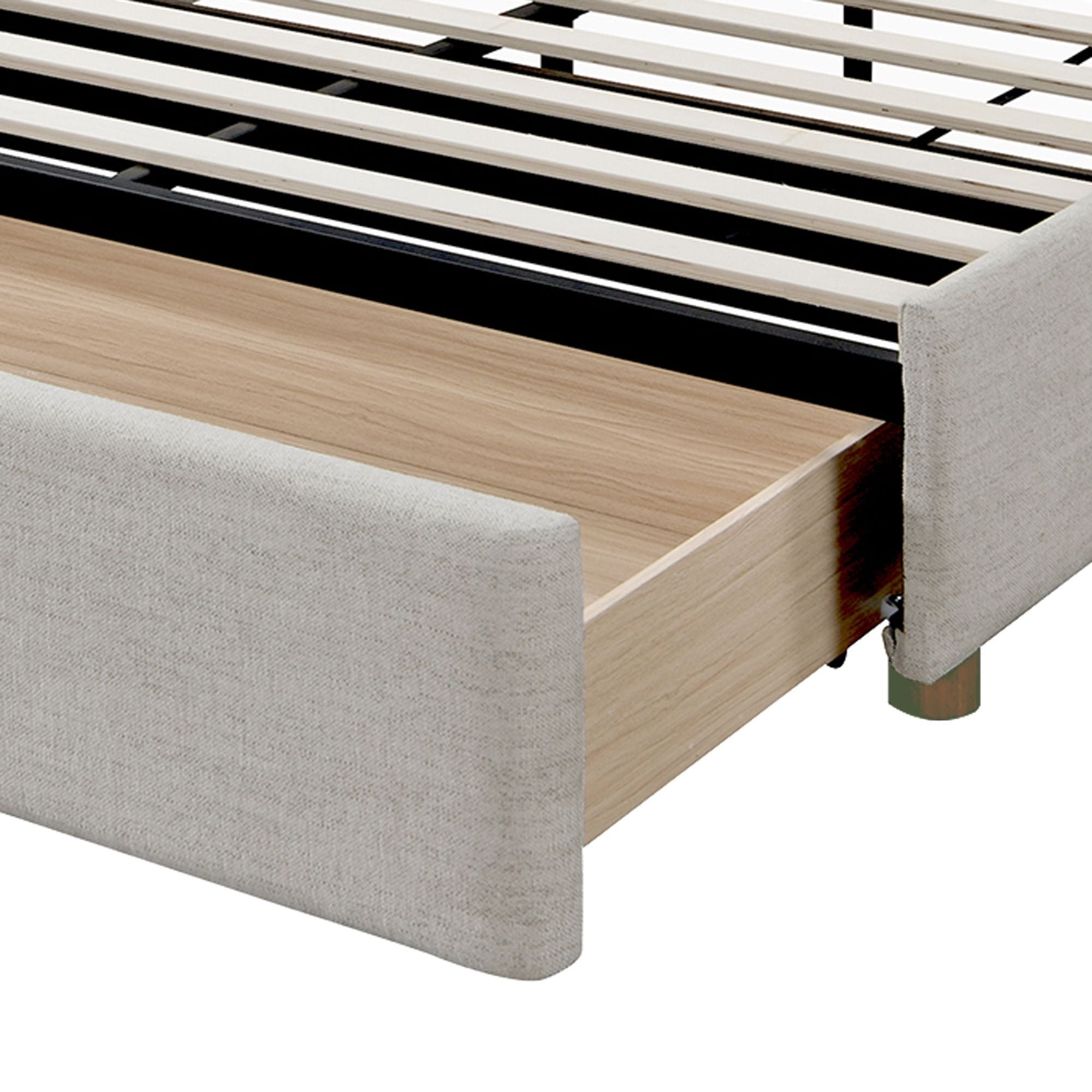 Andover Platform Bed with Drawer in Oat