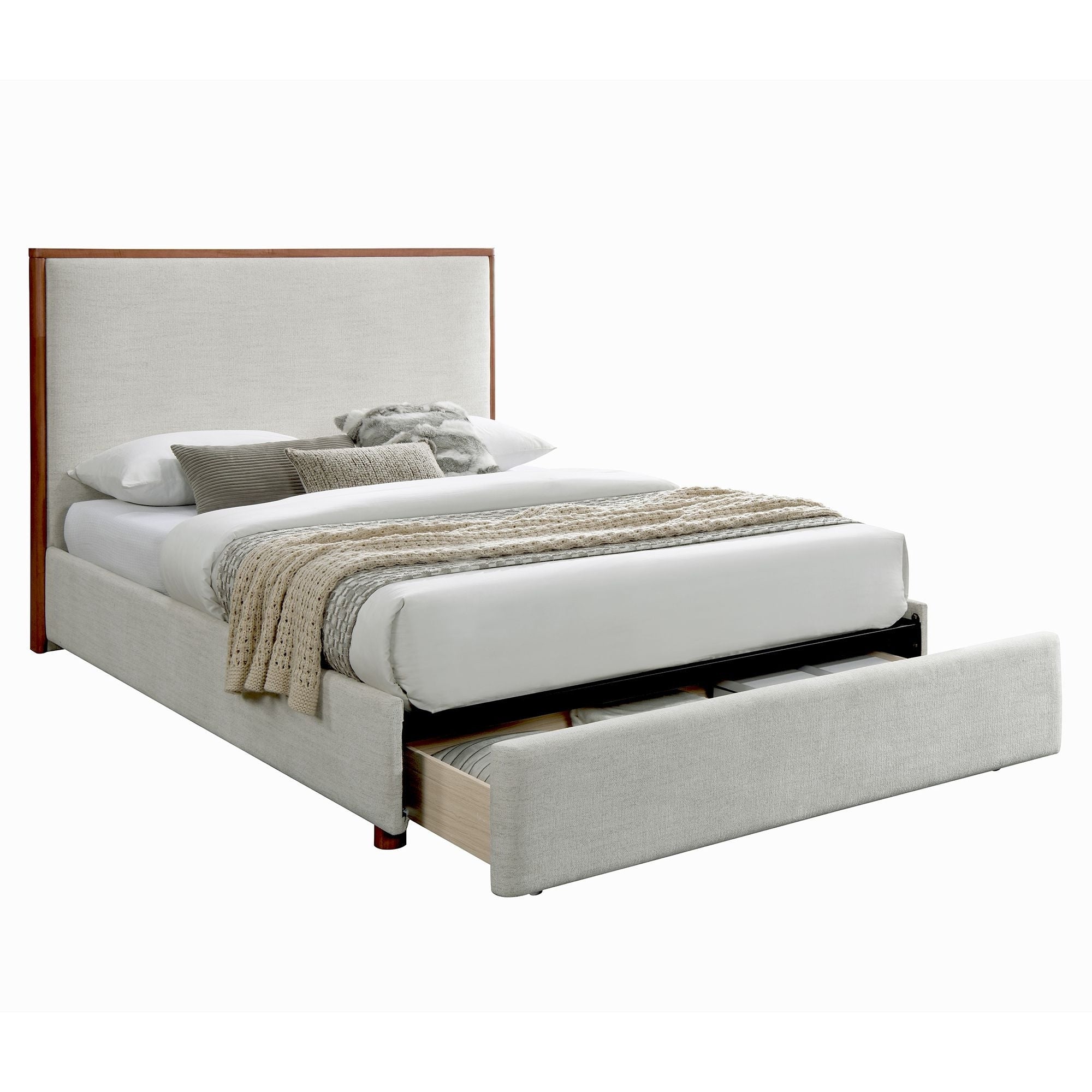 Andover Platform Bed with Drawer in Oat