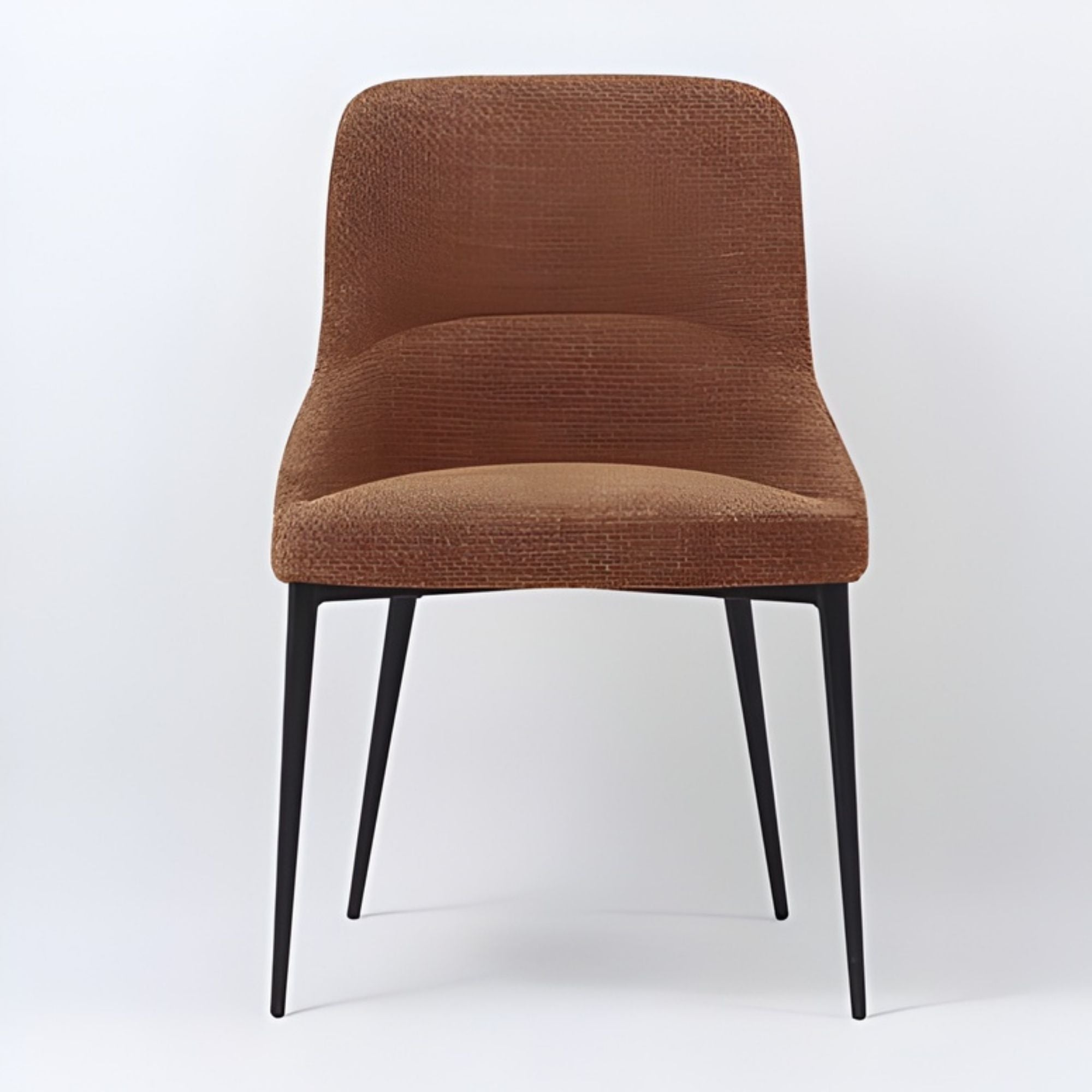 Orange Annecy Collection dining chair by Elite Living, showcasing a modern, upholstered seat with sleek wooden legs.