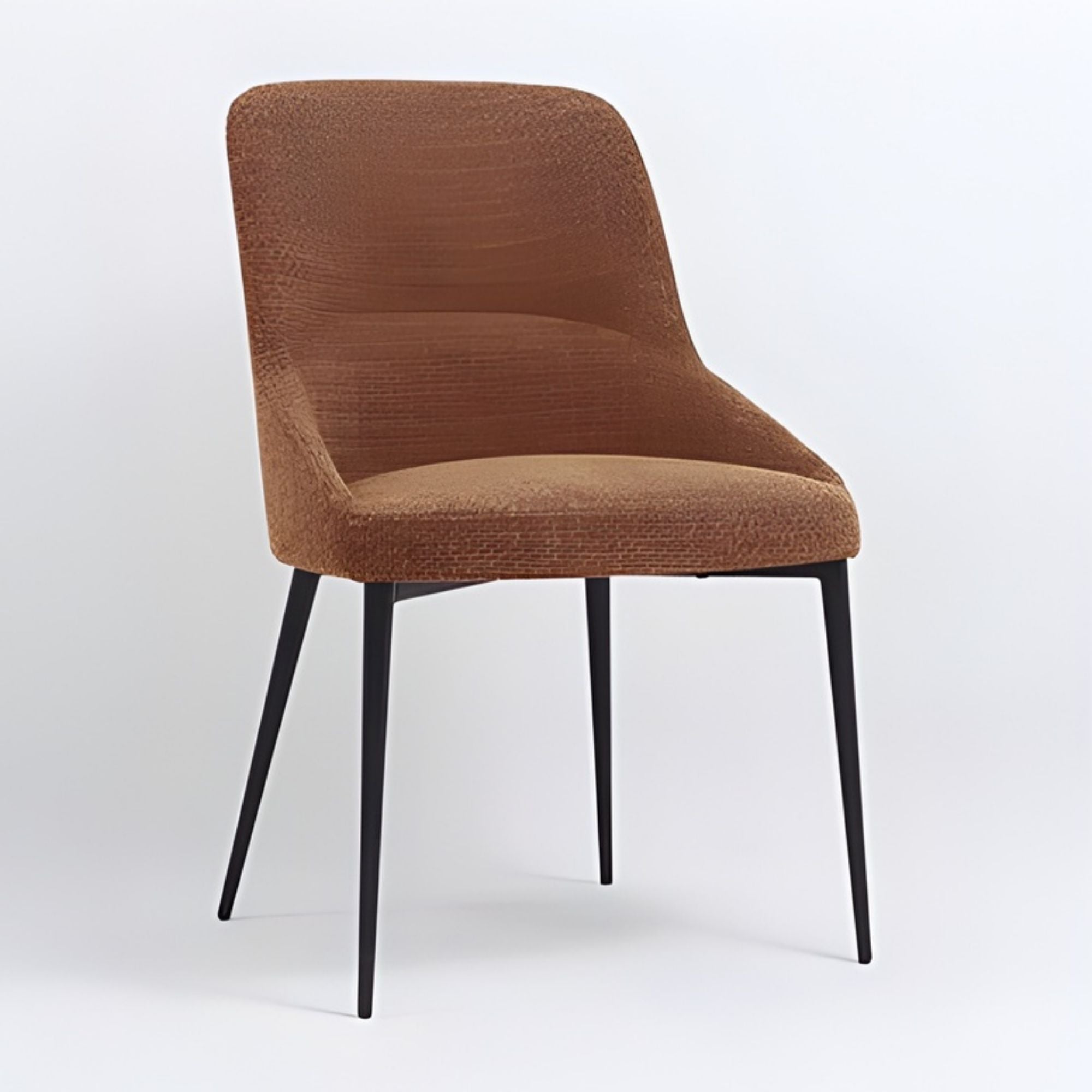 Orange Annecy Collection dining chair by Elite Living, showcasing modern design with sleek wooden legs and vibrant upholstery.