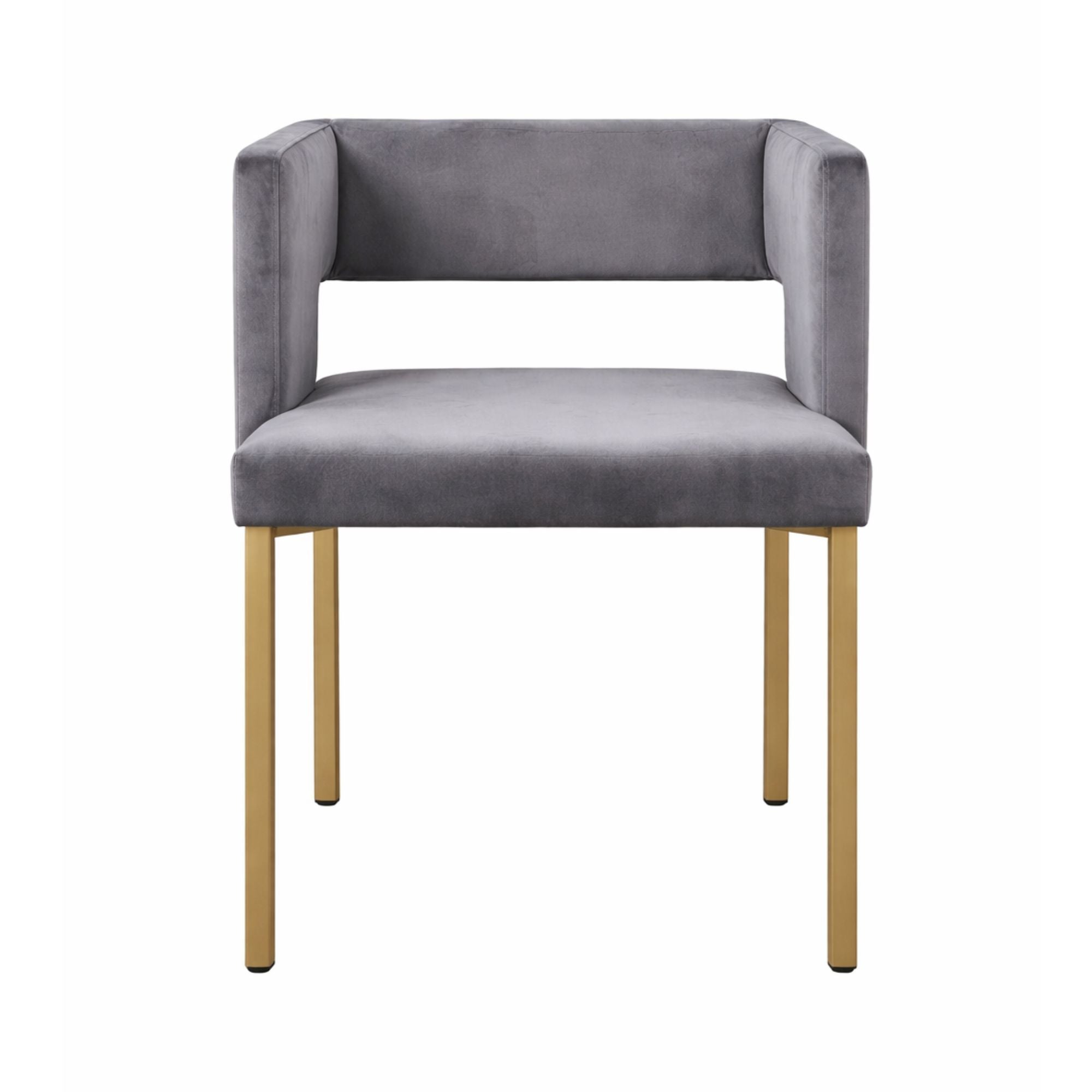 Set of two Brassex Anthony Grey Dining Chairs with sleek, modern design and cushioned seats for comfortable dining.