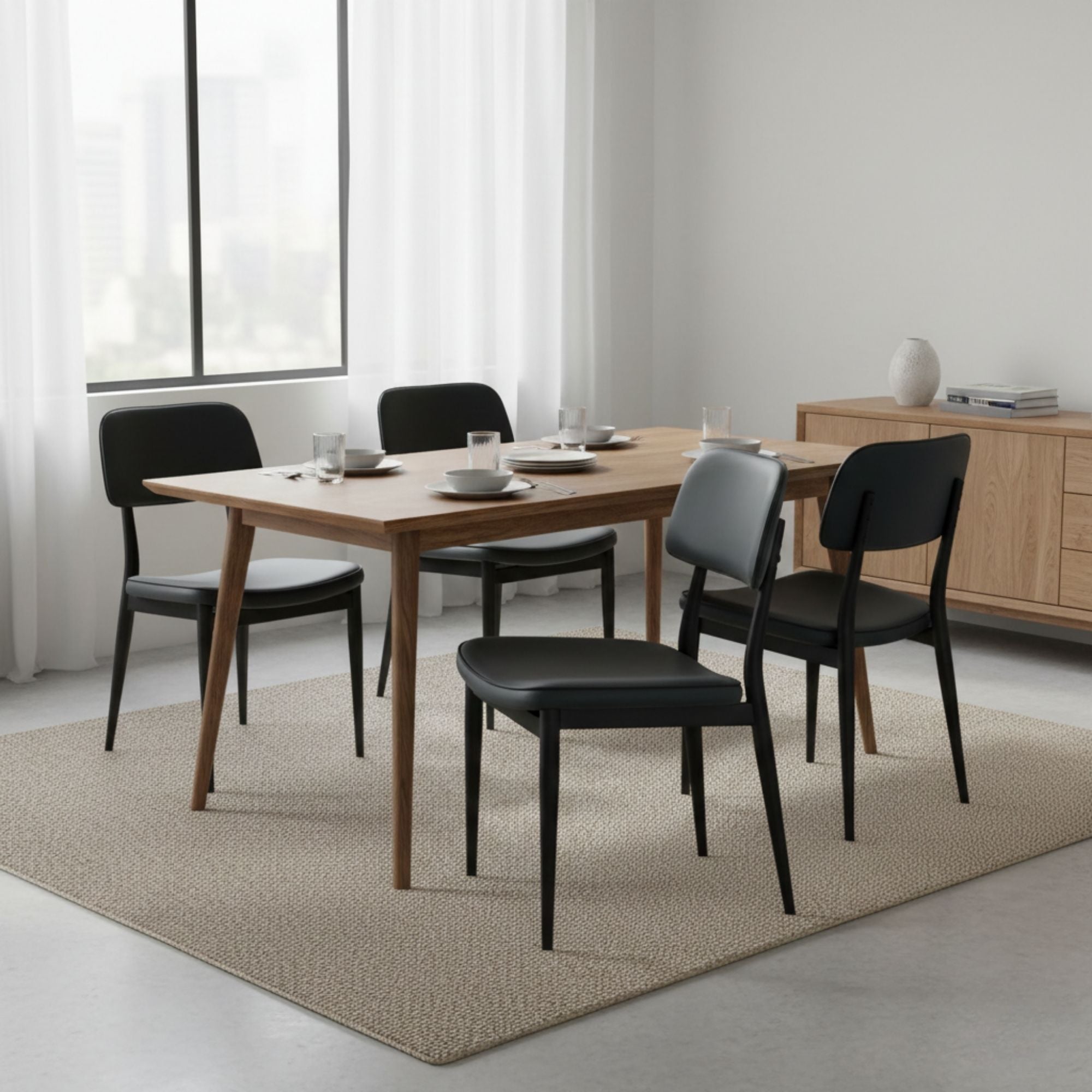 Black Anton dining chair by Elite Living, showcasing a modern design with a sleek, comfortable seat and sturdy legs.