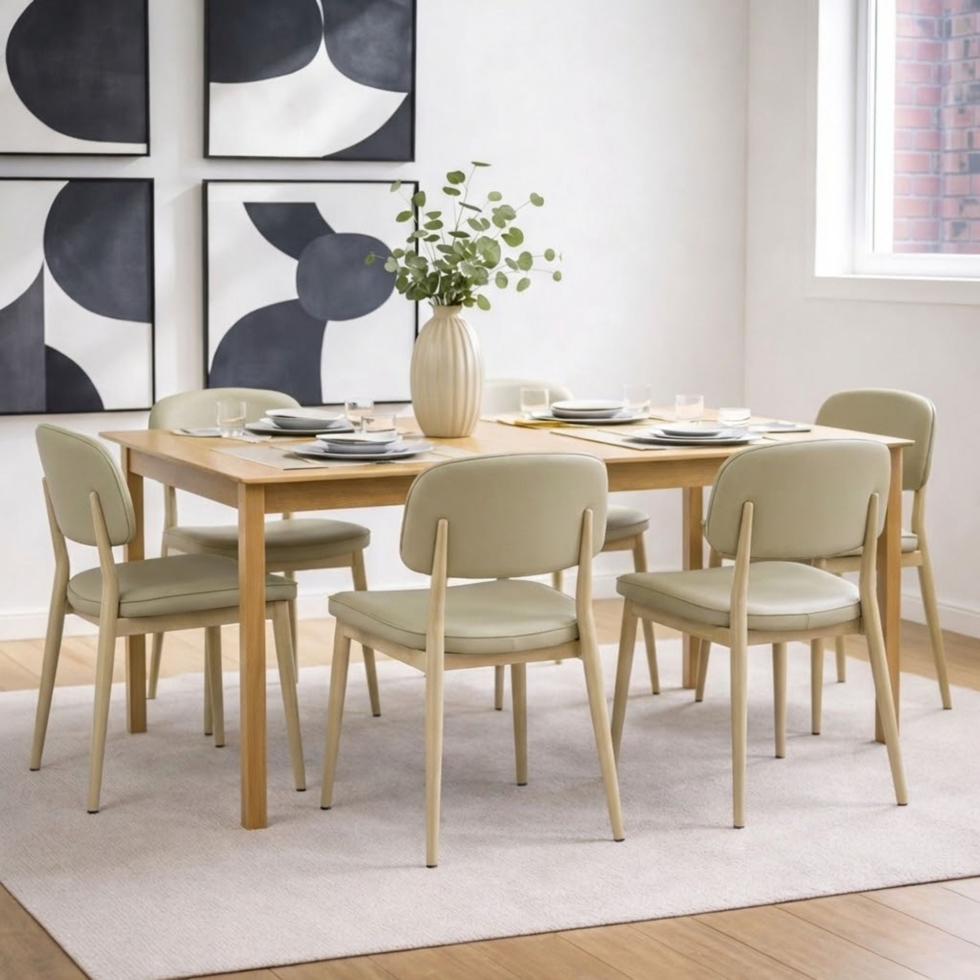 Beige Anton dining chair by Elite Living with wooden legs, showcasing modern design for stylish dining rooms.
