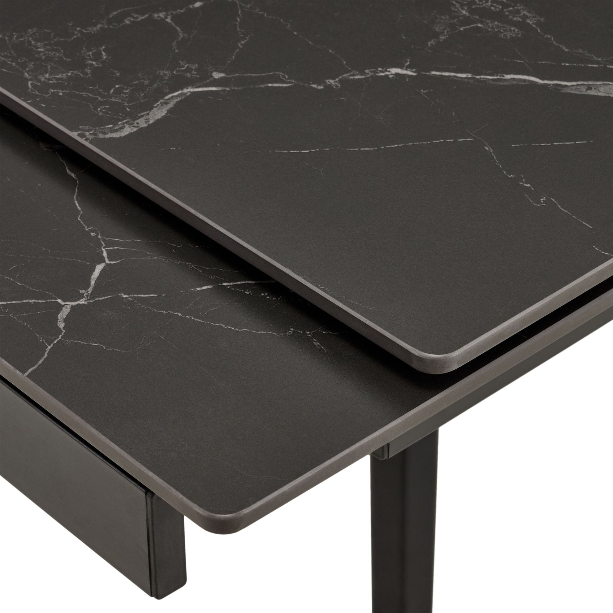 Arden Sintered stone Extendable Dining Set Marbled Black & Light Grey