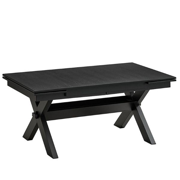 World Wide Argyle extendable dining table set in black, 66 to 94 inches, with dining chairs