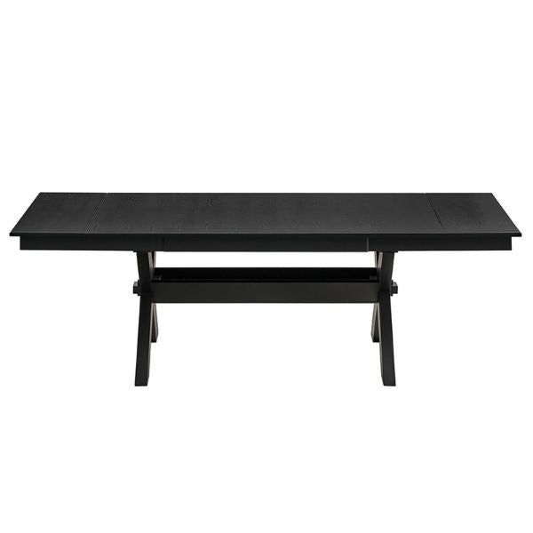 World Wide Argyle 7-piece extendable dining table set in black, shown with table and six chairs
