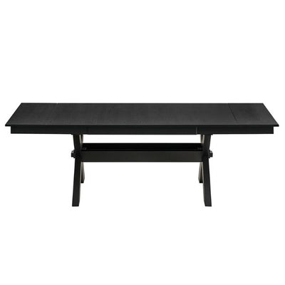 World Wide Argyle 7-piece extendable dining table set in black, shown with table and six chairs