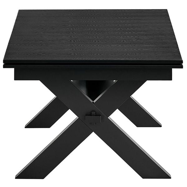 World Wide Argyle 7-piece extendable dining table set in black, shown with table and six chairs