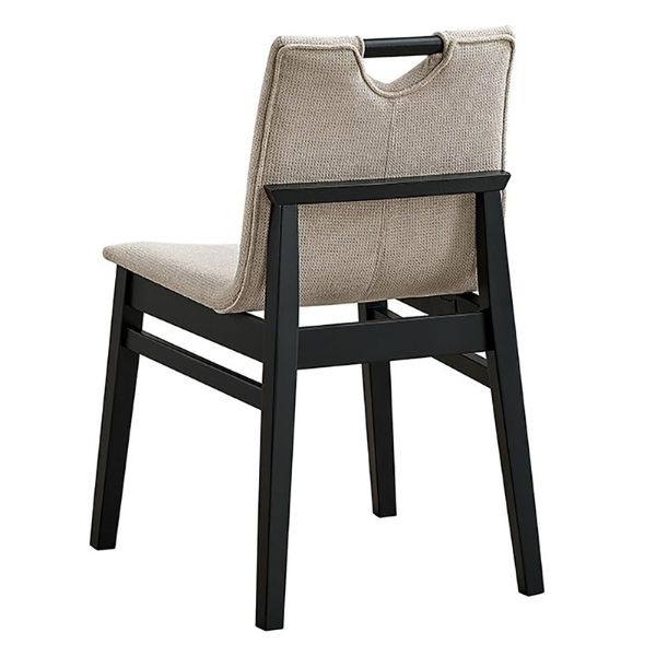 World Wide Argyle dining table set with beige and black chairs, extendable 66–94-inch black table