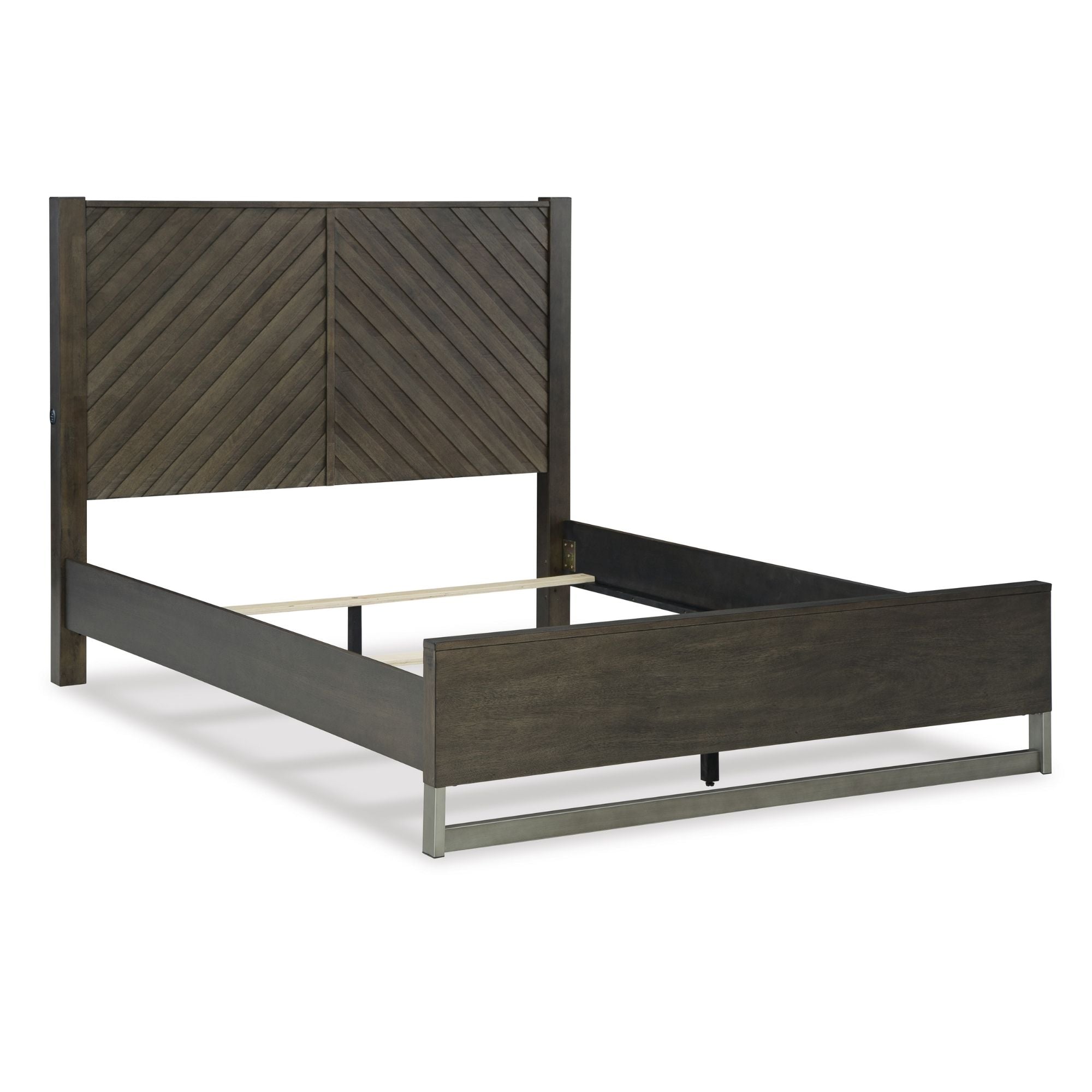 Grayish brown Arkenton panel bed from Signature Ashley with built-in USB ports, showcasing the stylish bedroom furniture.