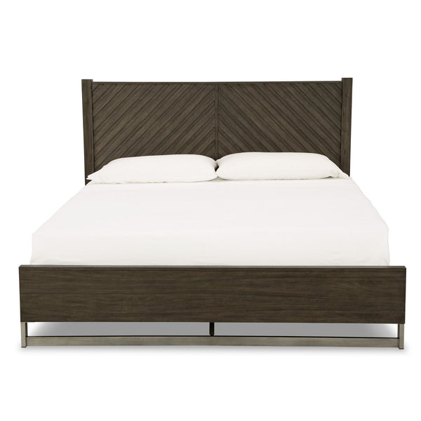 Grayish brown Arkenton panel bed with integrated USB ports by Signature Ashley, featuring a modern bedroom design.