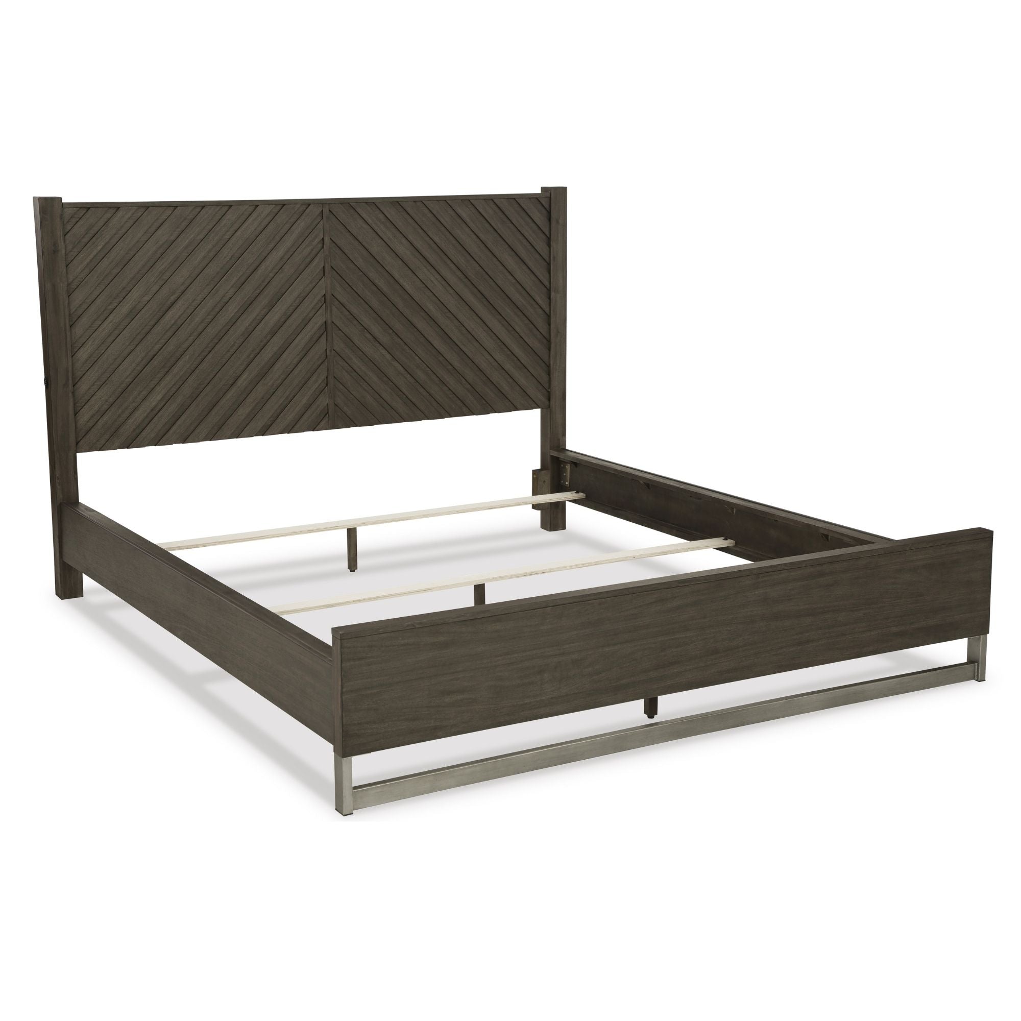 Grayish brown Arkenton panel bed with USB ports from Signature Ashley, showcasing a modern bedroom furniture design.