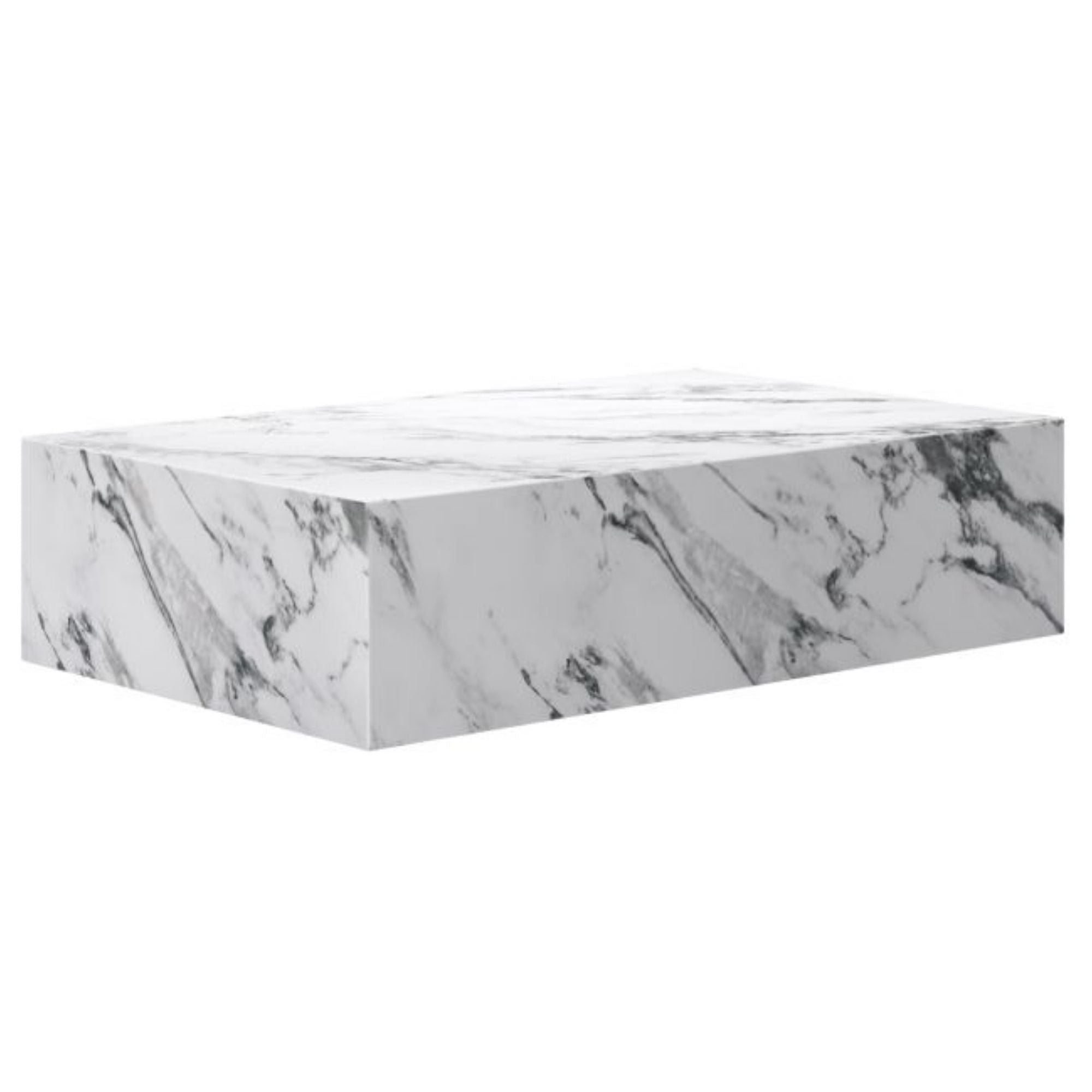 Rectangular Artemis coffee table in Bulgari white with sleek modern design, crafted by World Wide, showcasing a smooth surface and minimalist style.