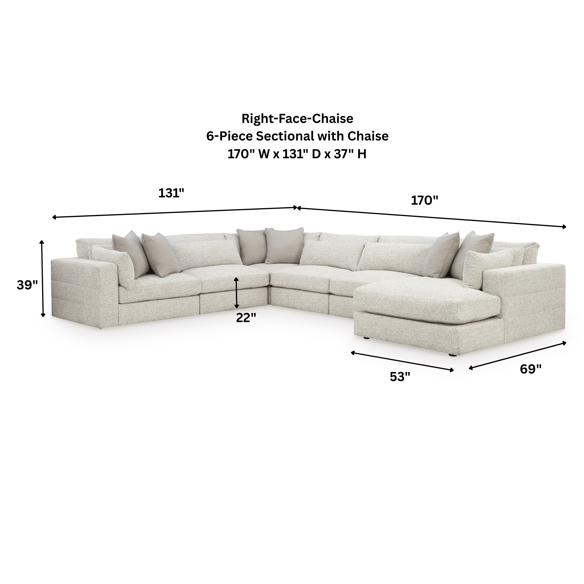 Ashbourne Estate 6-Piece Sectional with Chaise
