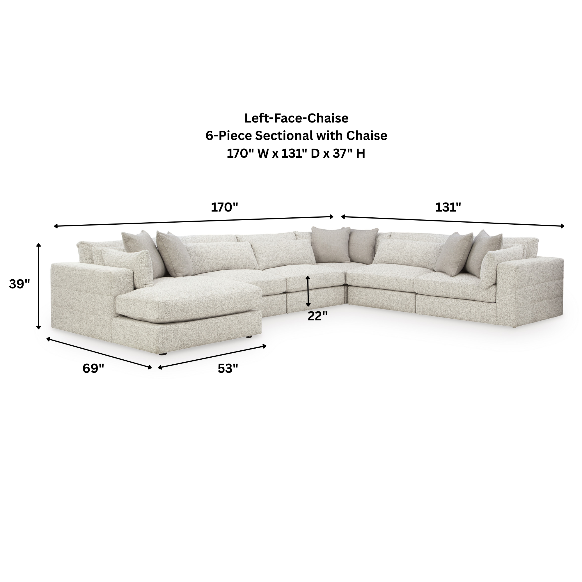 Ashbourne Estate 6-Piece Sectional with Chaise
