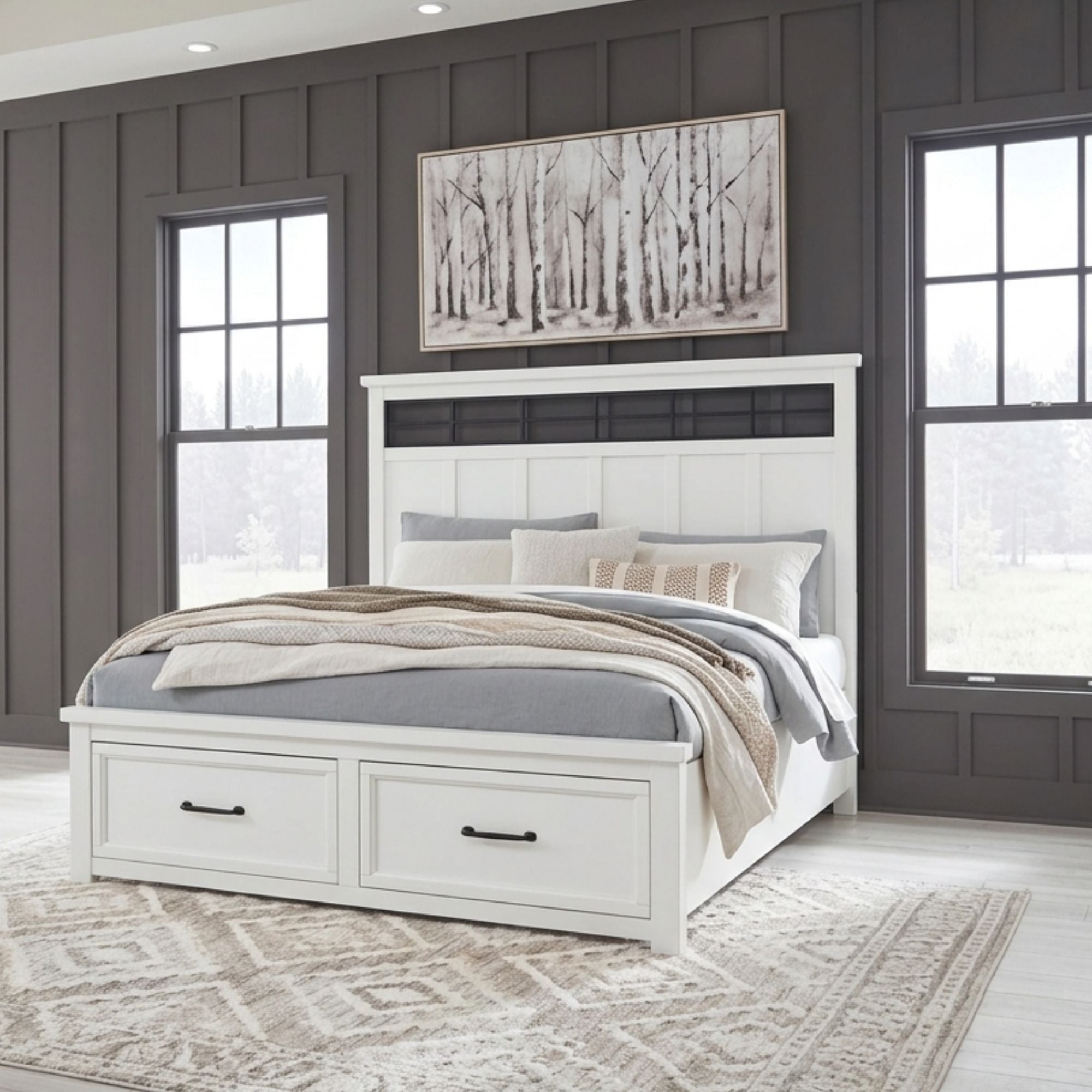 Ashbryn Panel Storage Bed White