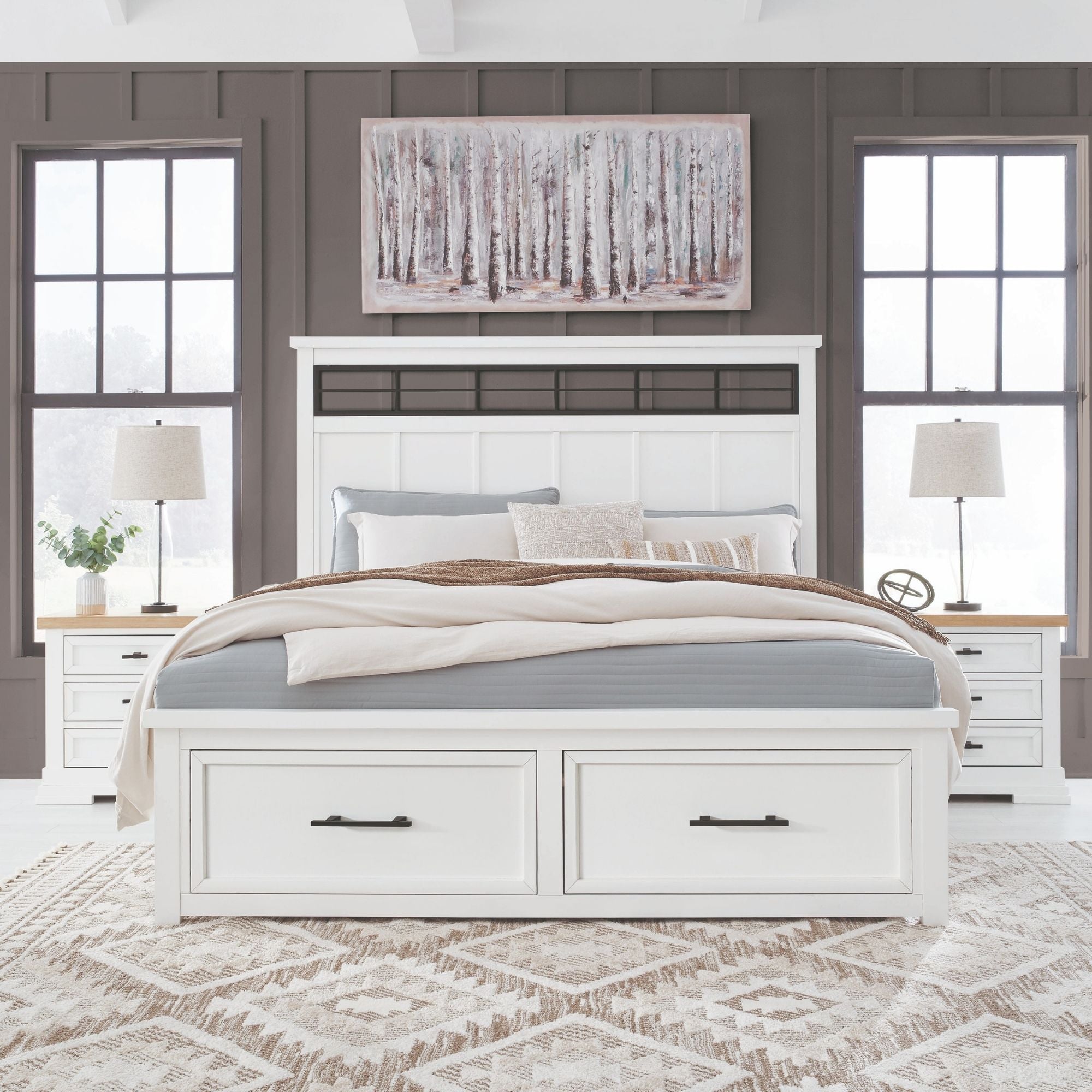 Ashbryn Panel Storage Bed White