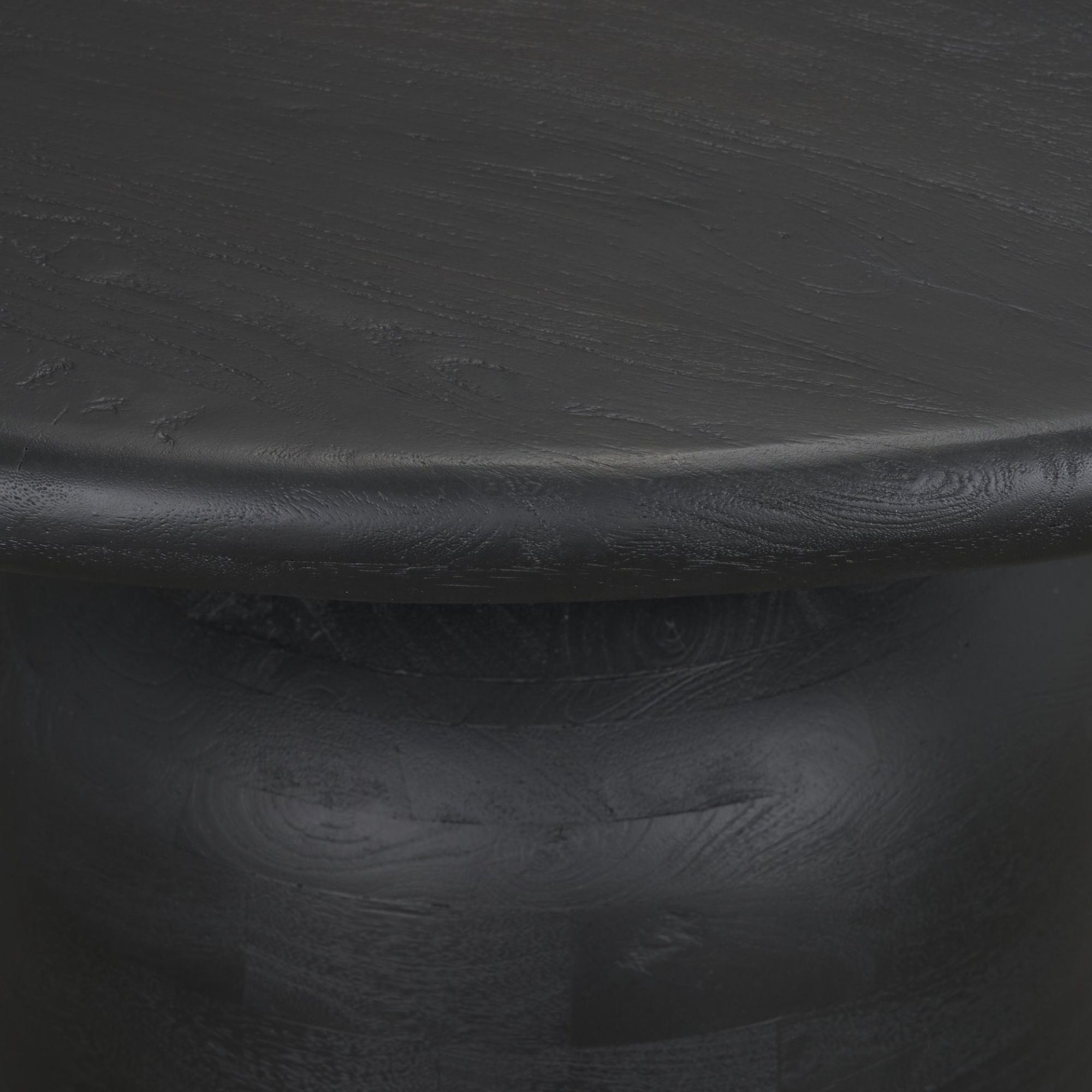 Black wood round dining table from Mercana Atlas Collection, 42-inch diameter, sturdy and stylish for modern dining rooms.