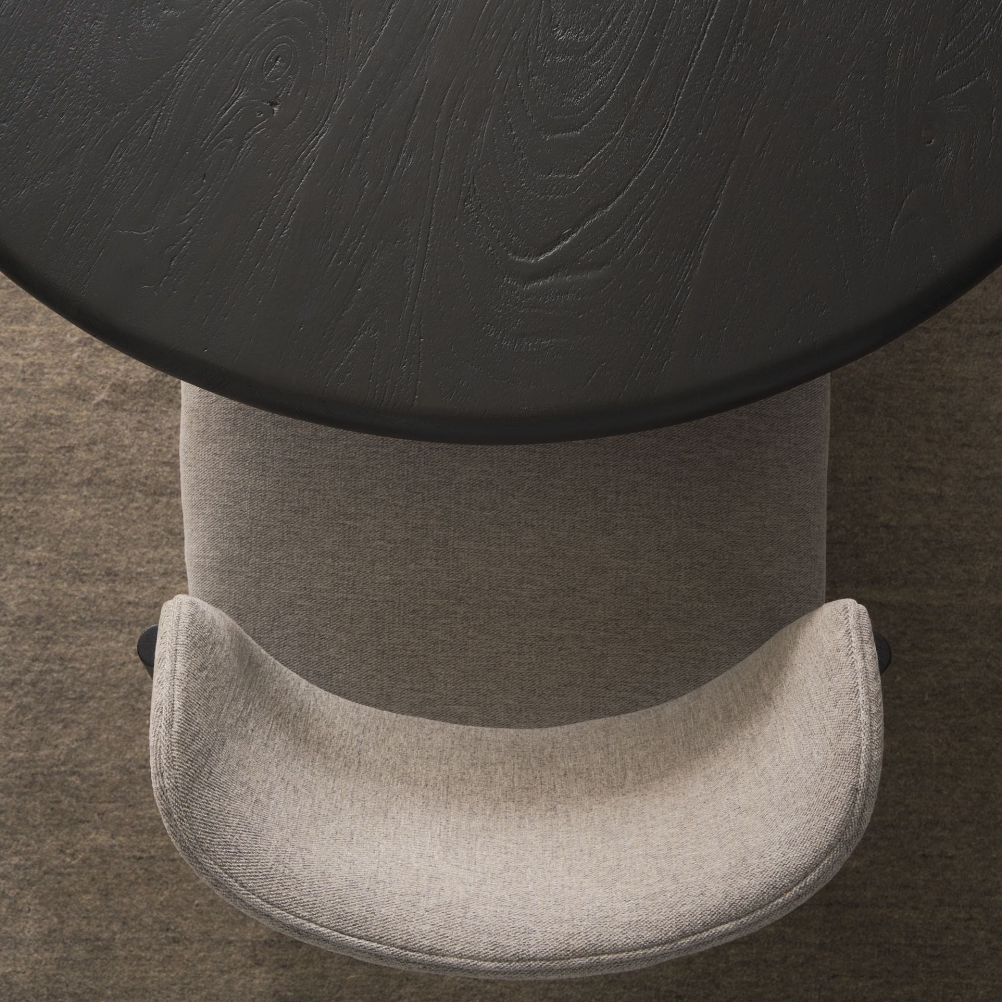 Black wood round dining table from Mercana Atlas Collection, 42-inch diameter, elegant and sturdy for your dining space.
