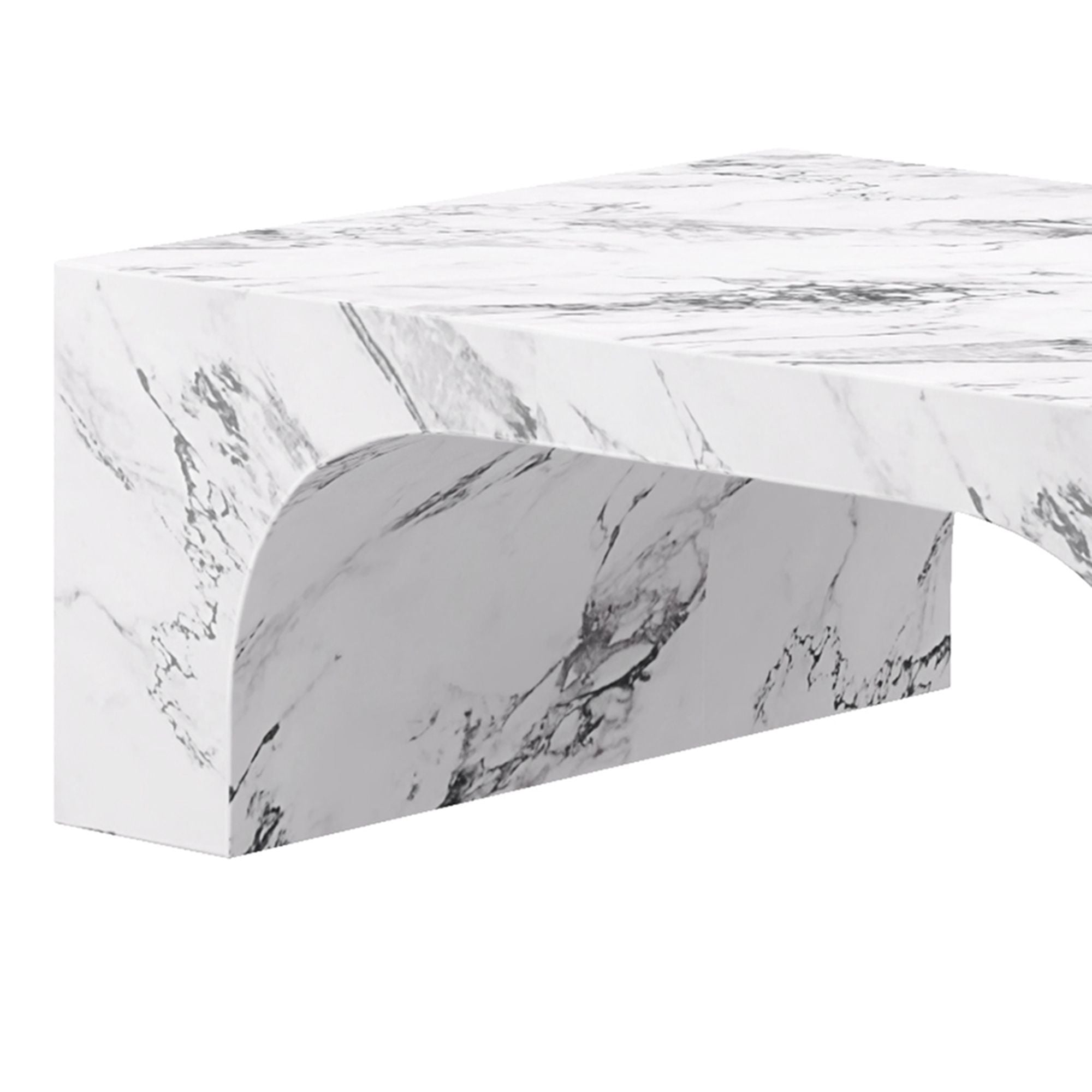 Atticus rectangular coffee table in Bulgari white with clean lines and smooth surface, by World Wide coffee tables collection.