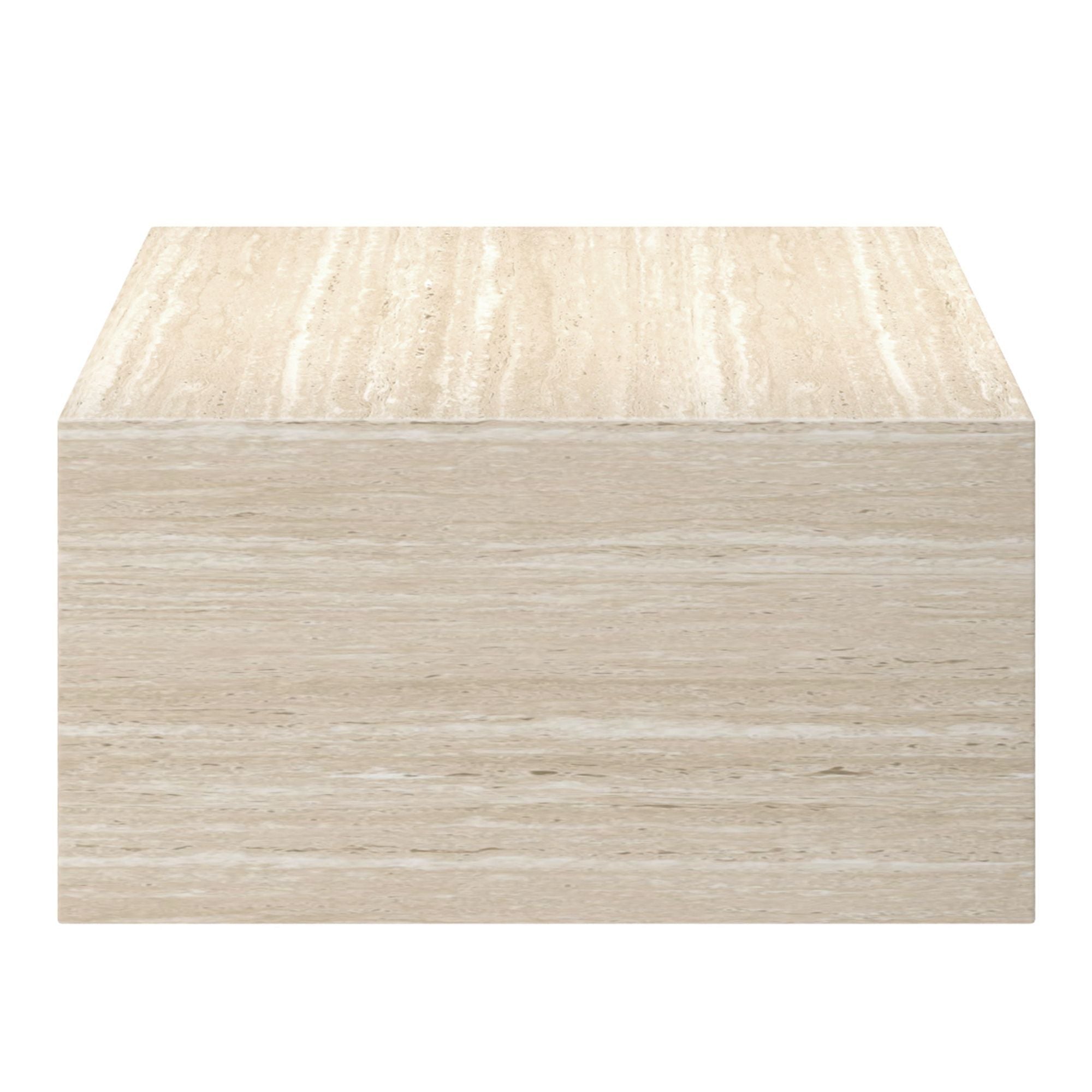 Rectangular Atticus coffee table in elegant travertine with sleek design, by World Wide, ideal for modern living spaces.