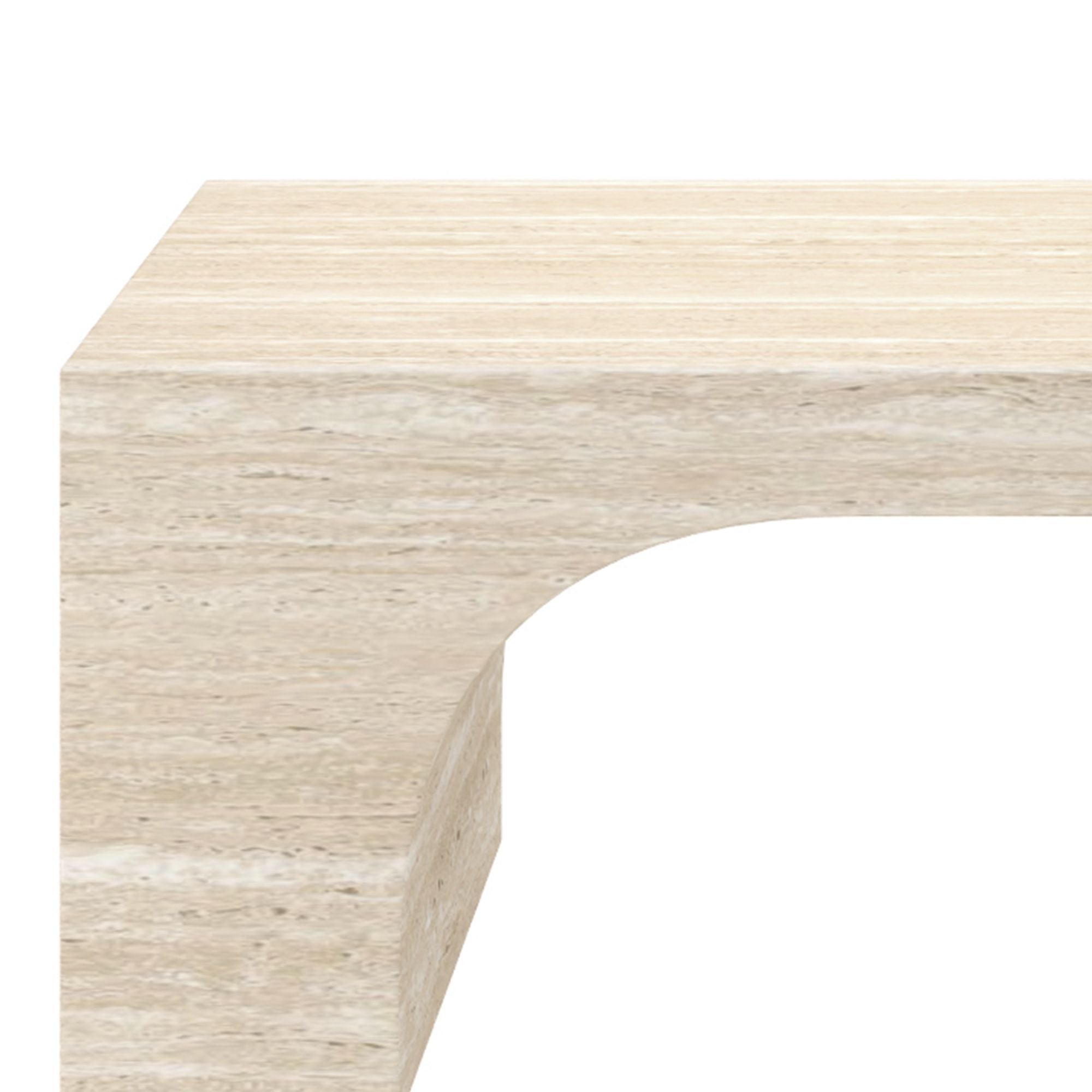 Rectangular Atticus coffee table by World Wide in elegant travertine with a sleek modern design.