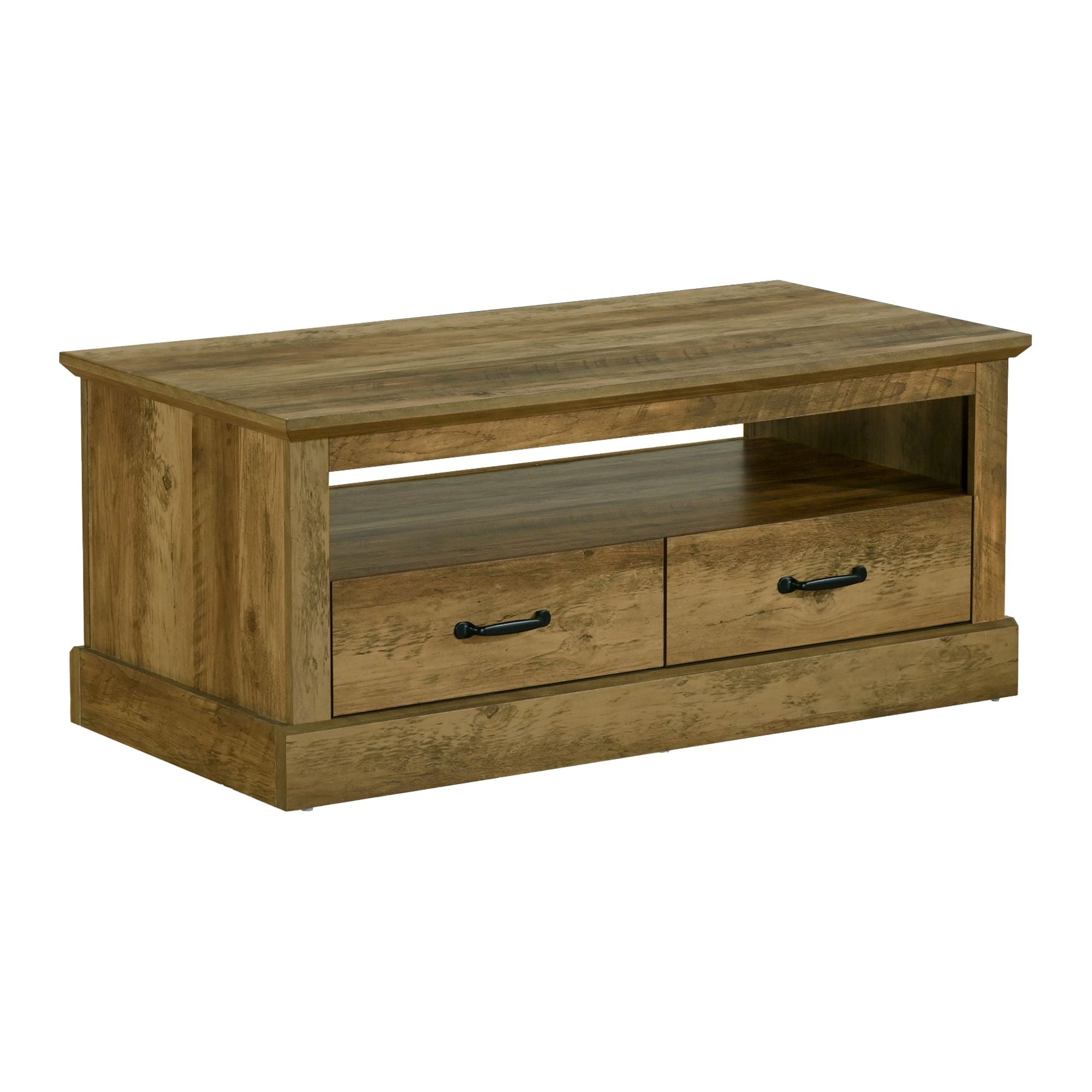 Monarch Specialties Aurex coffee table with a sleek wooden top and metal legs, modern design for living room decor.