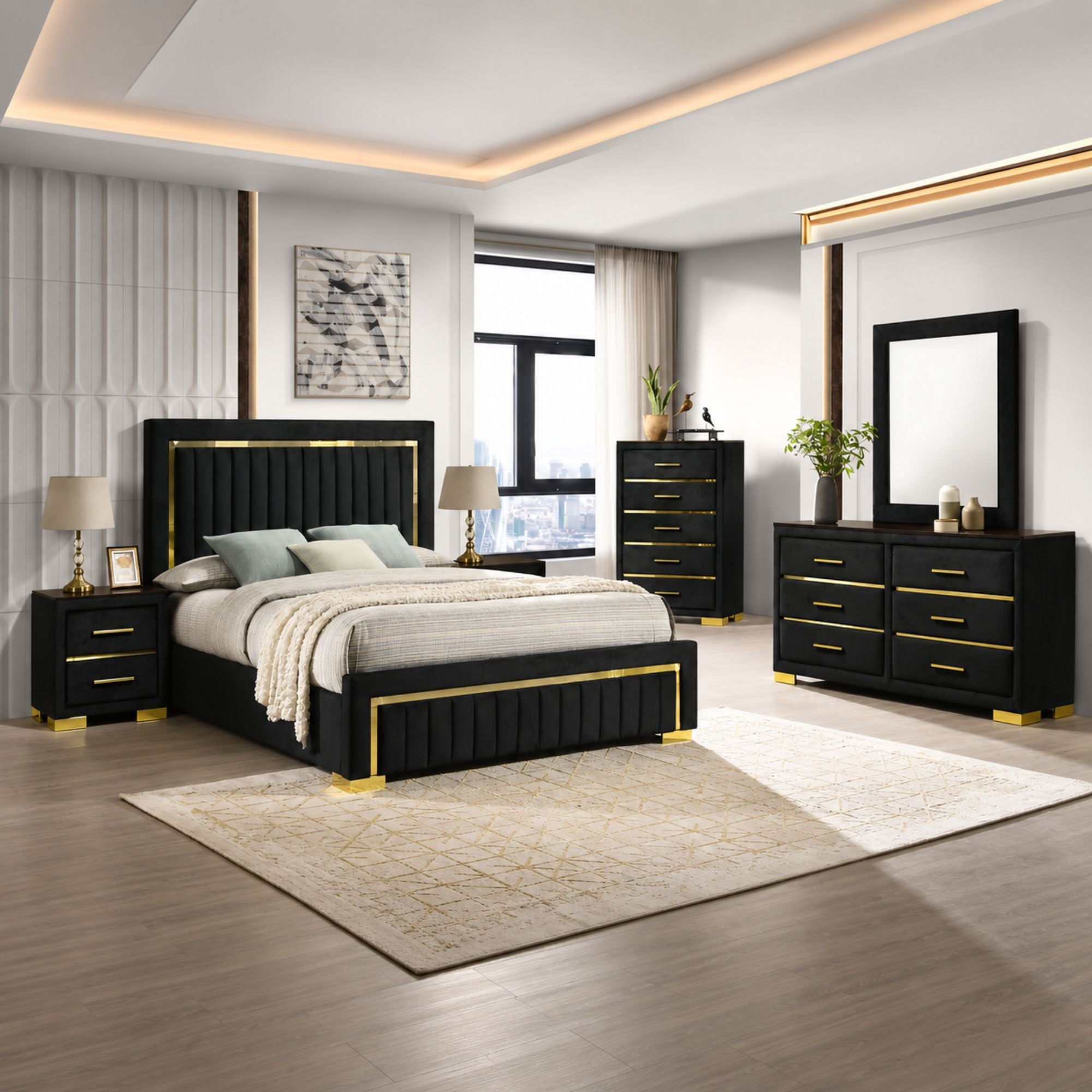 Ensemble de chambre 6 pièces Chloé noir