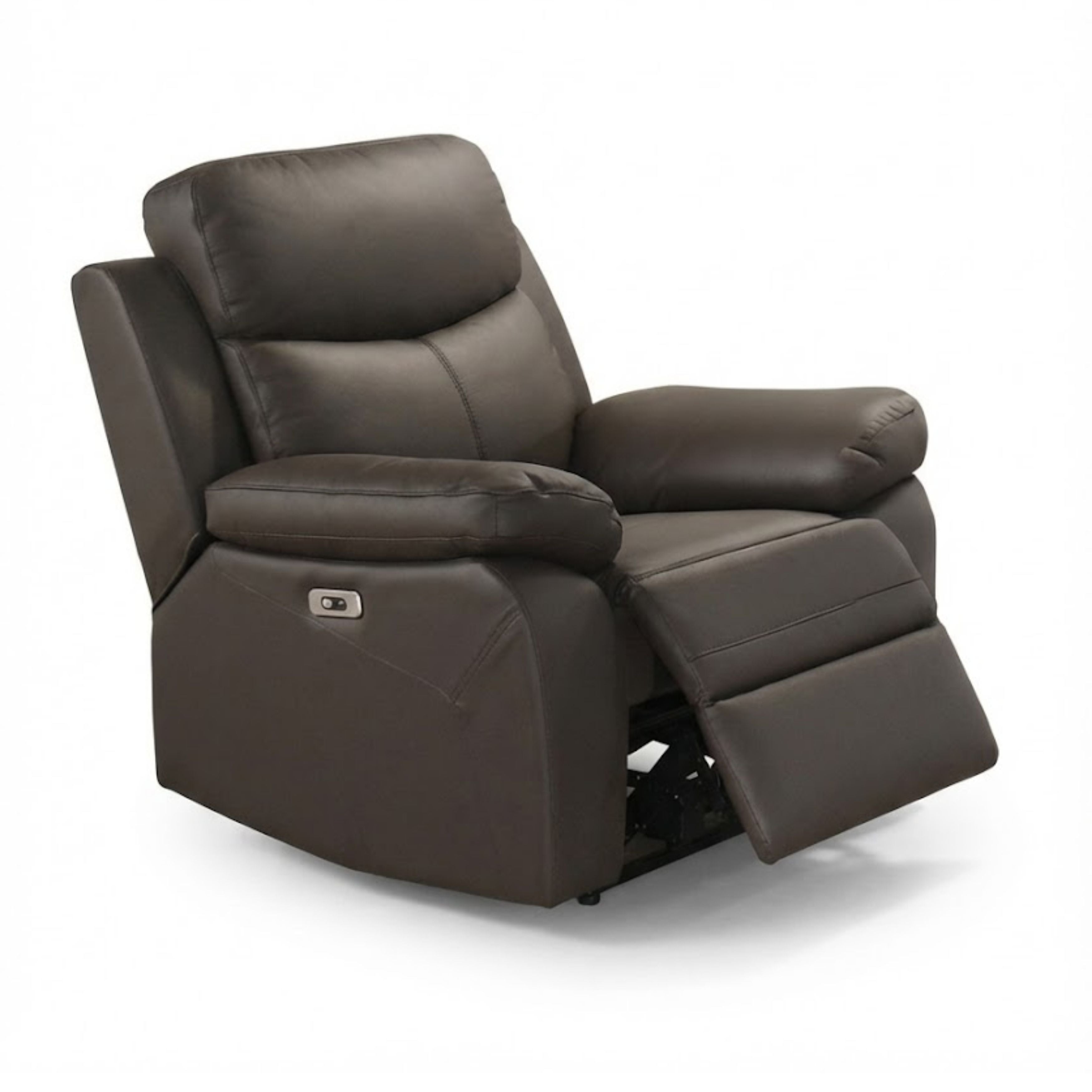 Iff Axton Luxe leather power recliner sofa set in chocolate with plush cushions and sleek design, perfect for modern living rooms.