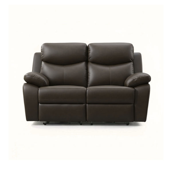 IFF Axton Luxe Leather Power Recliner Loveseat in chocolate with plush cushions and smooth reclining mechanism.