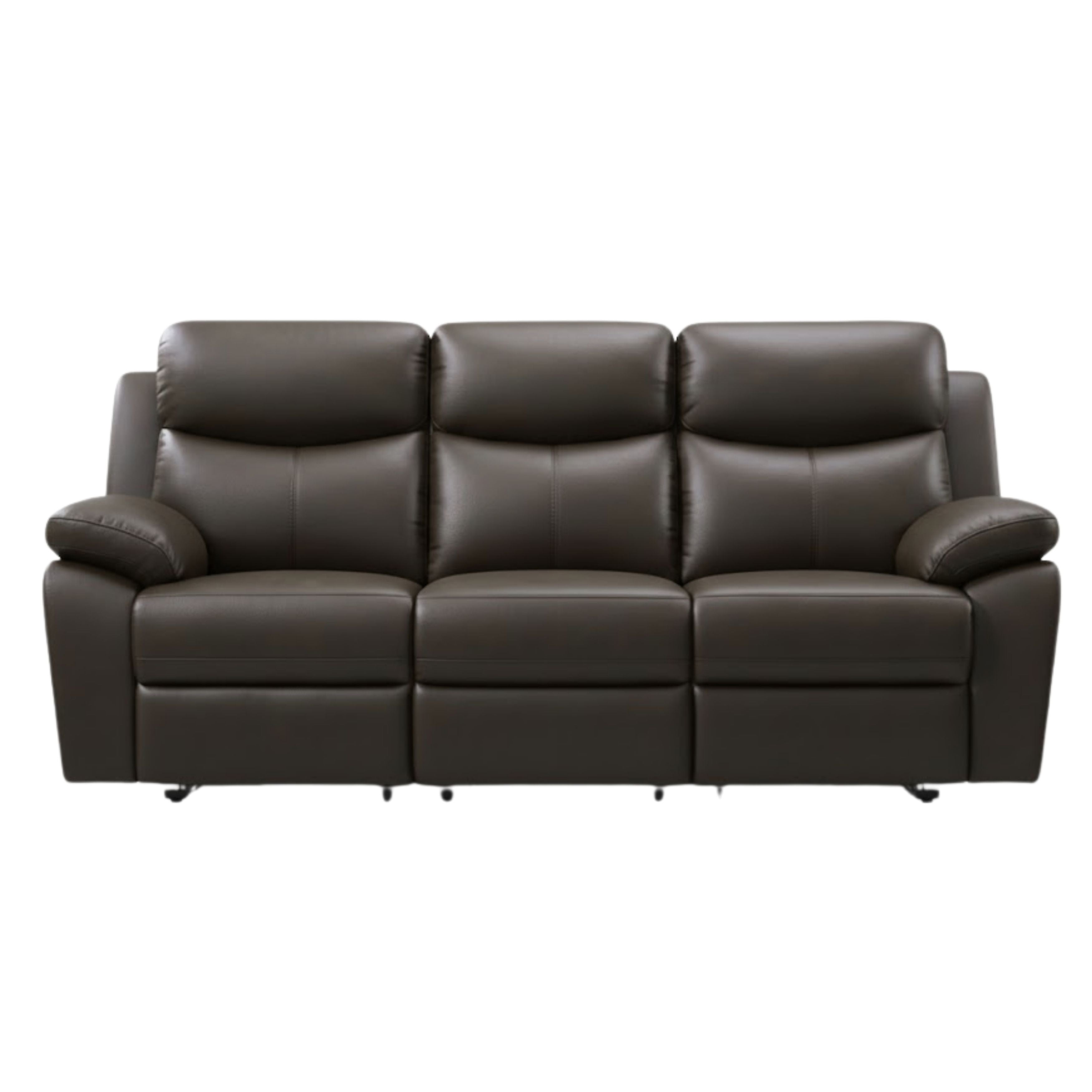 Chocolate Axton Luxe Leather Power Recliner Sofa by IFF, featuring plush recliner seats and elegant leather upholstery.