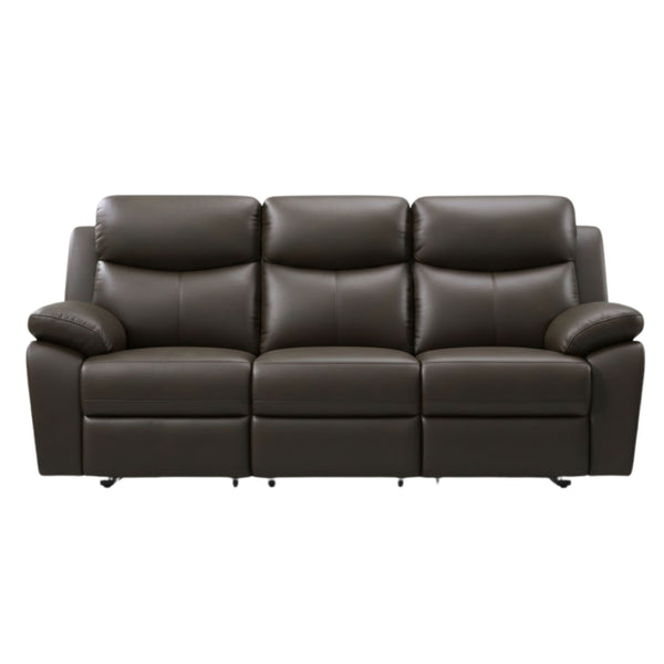 Chocolate Axton Luxe Leather Power Recliner Sofa by IFF, featuring plush recliner seats and elegant leather upholstery.