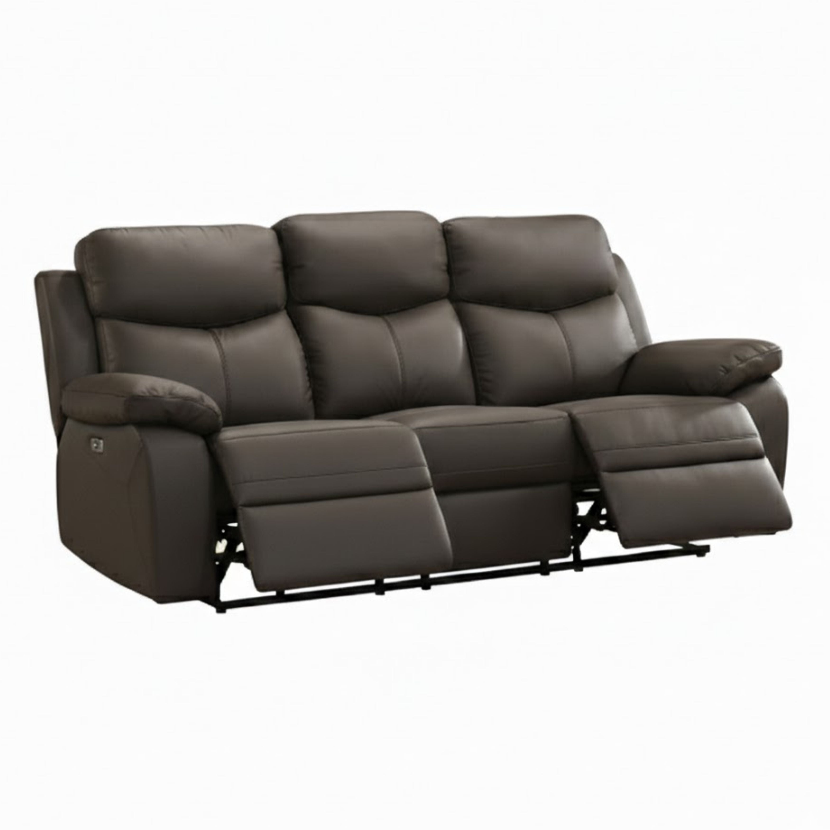 Luxurious Axton Luxe leather power recliner sofa set in rich chocolate color, featuring plush cushions and modern design by IFF.