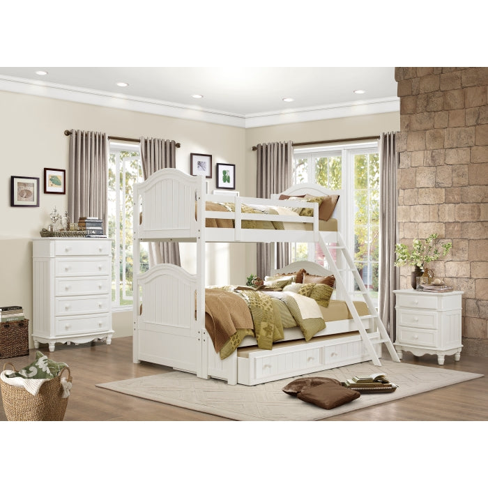 White MAZ Clementine Collection youth night stand with a sleek design and compact storage space.