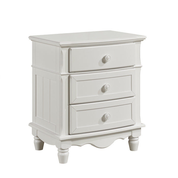 White MAZ Clementine Collection youth night stand with a sleek, modern design and clean lines, ideal for bedrooms.