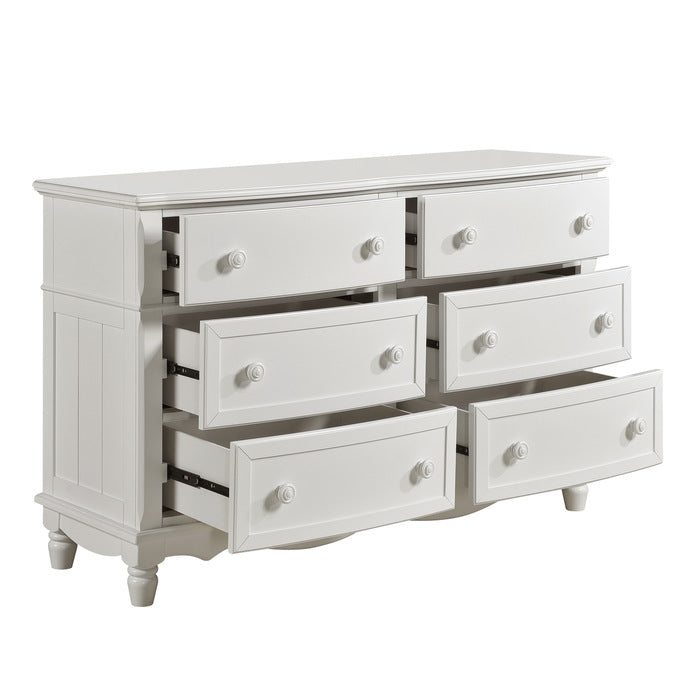 White MAZ Clementine Collection youth dresser with sleek modern design and clean lines, featuring multiple storage drawers.
