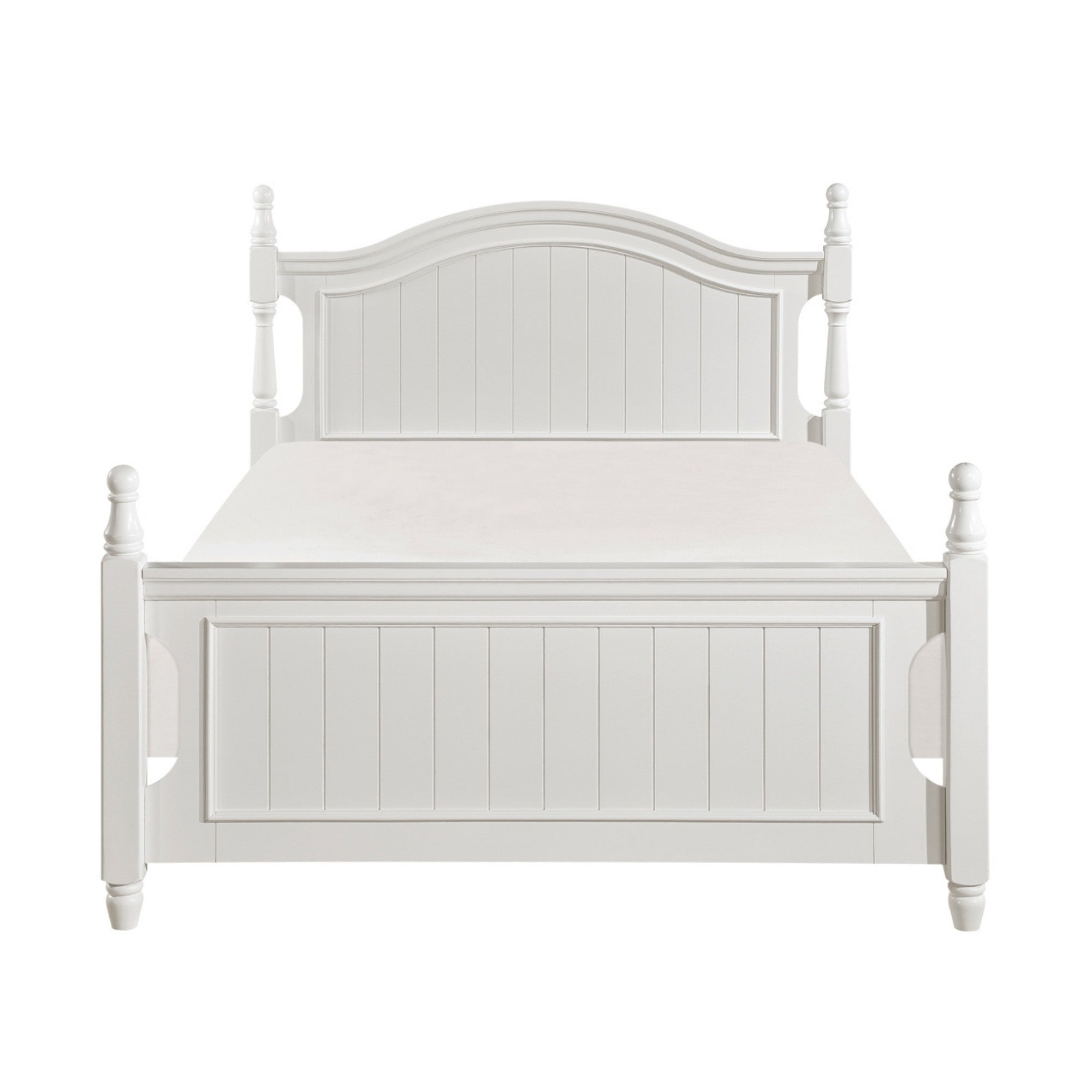 White MAZ Clementine Collection bedroom set with bed frame, dresser, and nightstands in a modern bedroom arrangement.