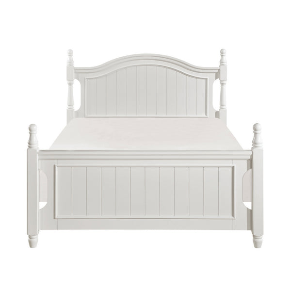 White MAZ Clementine Collection bedroom set with bed frame, dresser, and nightstands in a modern bedroom arrangement.