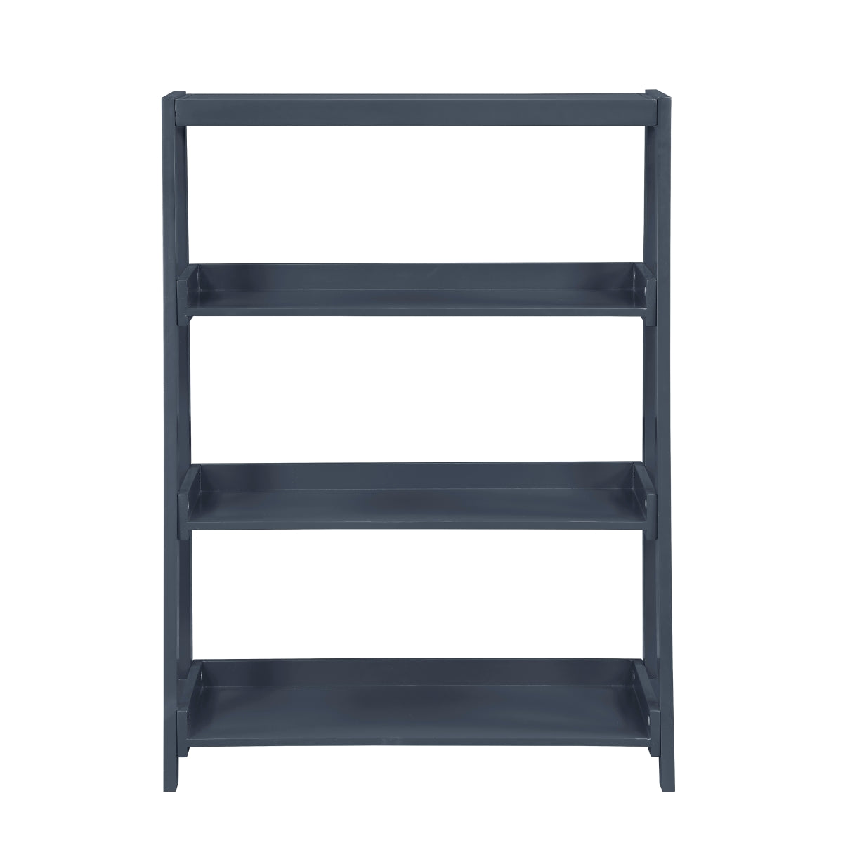 Blue Monarch Specialties 3-shelf wooden bookcase with open shelves, front view showing sturdy construction and smooth finish.