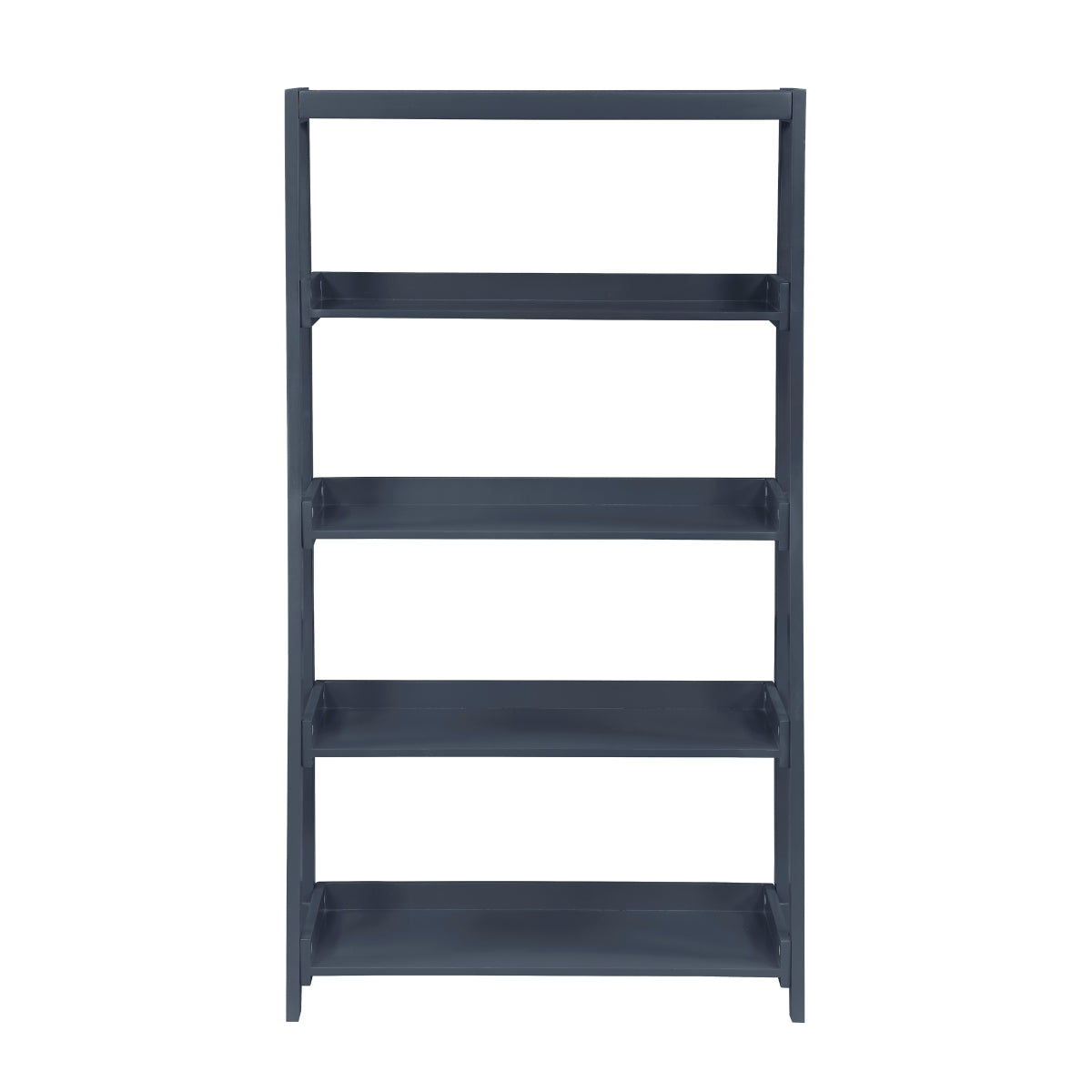 Blue wooden Monarch Specialties 4-shelf bookcase with a modern design, featuring adjustable shelves and open back for display.