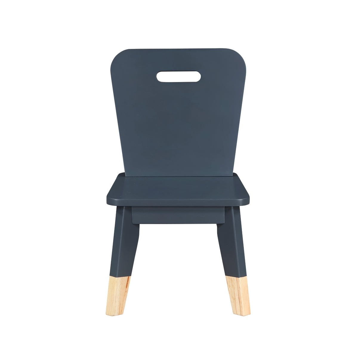 Navy blue kids dining table and chair set from MAZ Sloane Collection, 5-piece set with front view and no background.