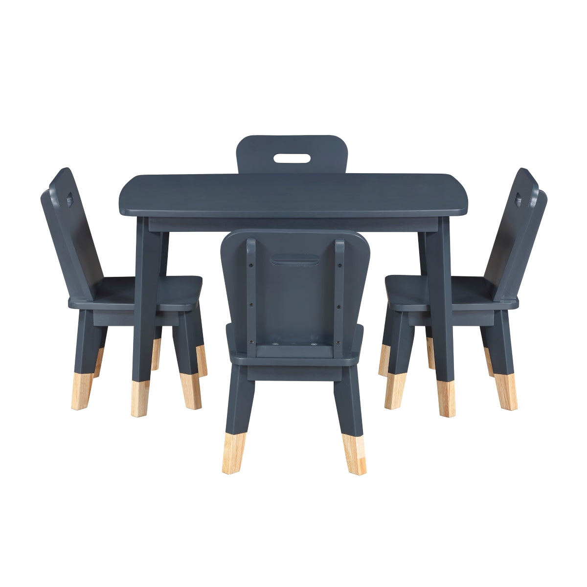 M.A.F Sloane Collection 5-piece kids dining set with navy blue table and chairs, suitable for children’s play and meal times.