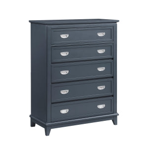 MAZ Sloane Collection youth chest in navy blue with sleek design and silver handles, ideal for modern bedroom storage.