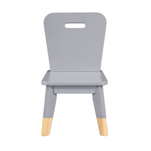 Grey kids dining set with five-piece MAZ Sloane Collection table and chairs, featuring a child-friendly design and sturdy construction.