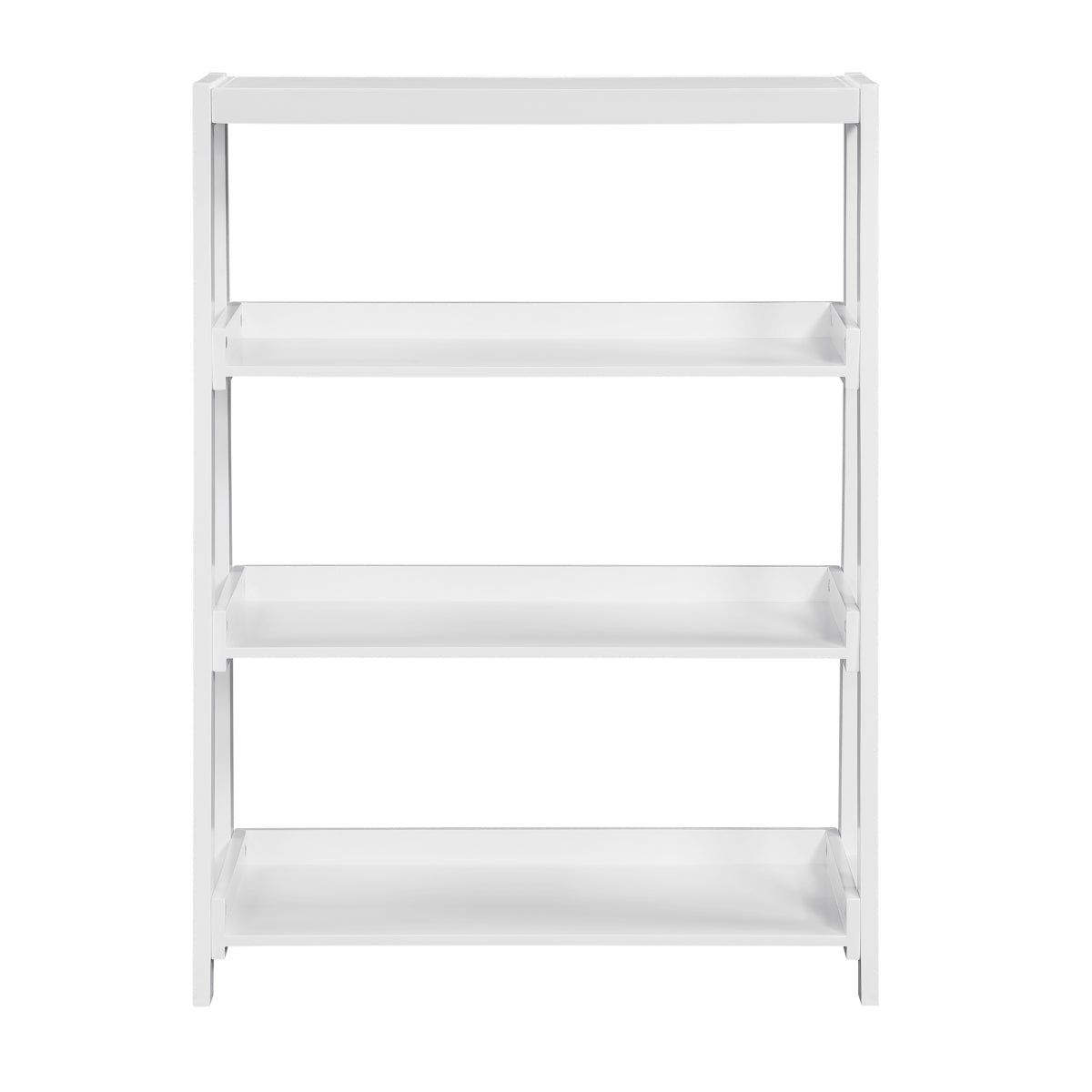 White wooden 3-shelf bookcase by Monarch Specialties, showcasing a modern design with spacious storage and clean finish.
