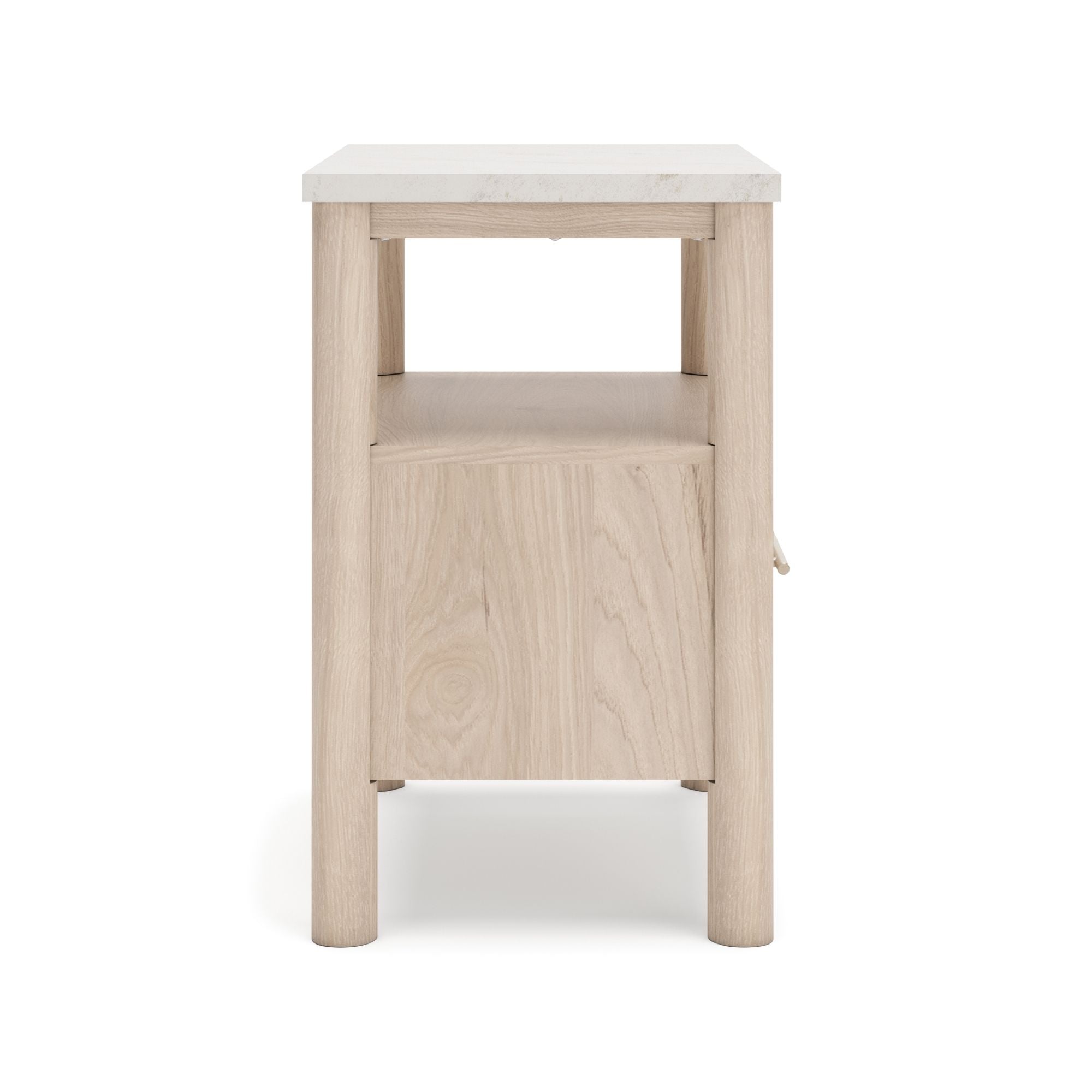 Natural wood Cadmori one drawer night stand from Signature Ashley, featuring a sleek design and functional storage.